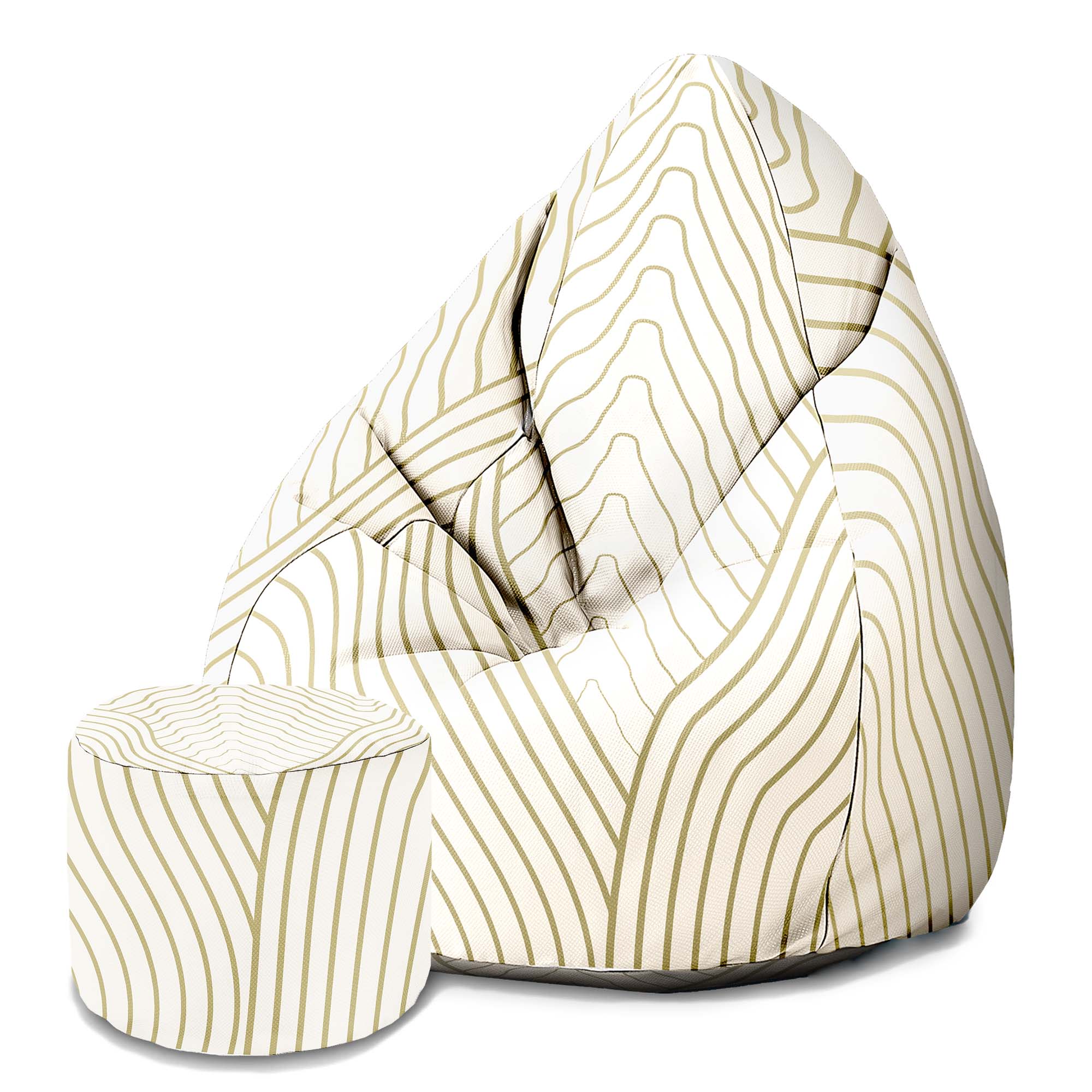 Round Footstool Pouf Mountain Wave