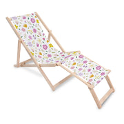 Wooden Deck Chair with Footrest Multicolored Flowers