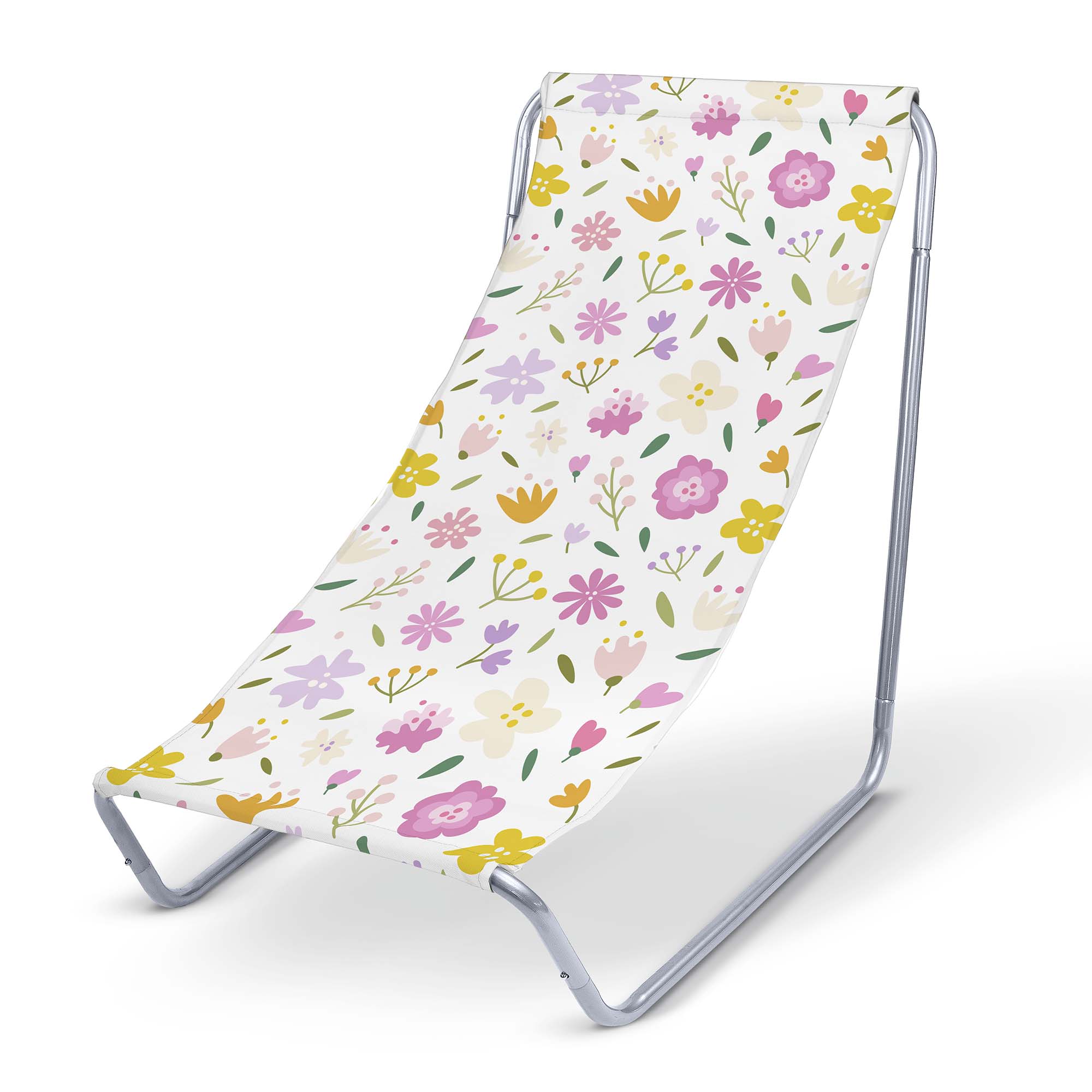 Metal Deck Chair Multicolored Flowers