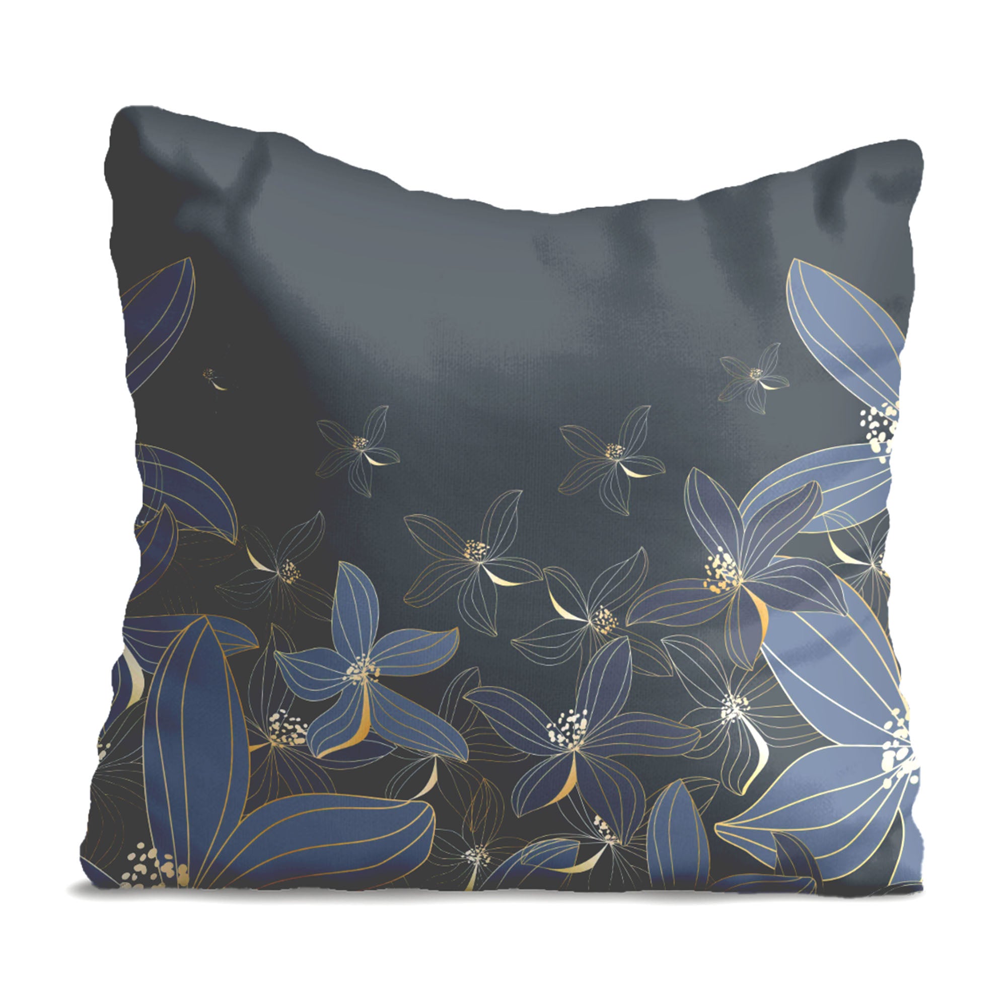 Navy Flowers-Panama Pillow