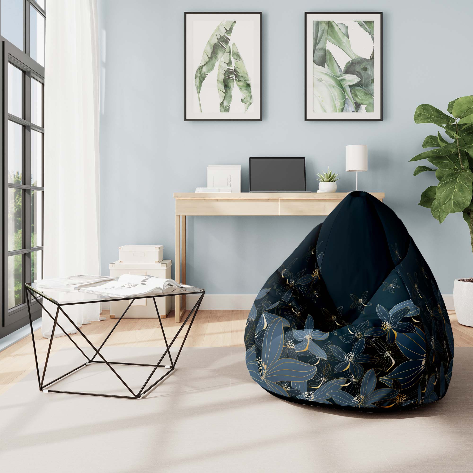 Pearshape Pouf Navy Night-Oxford