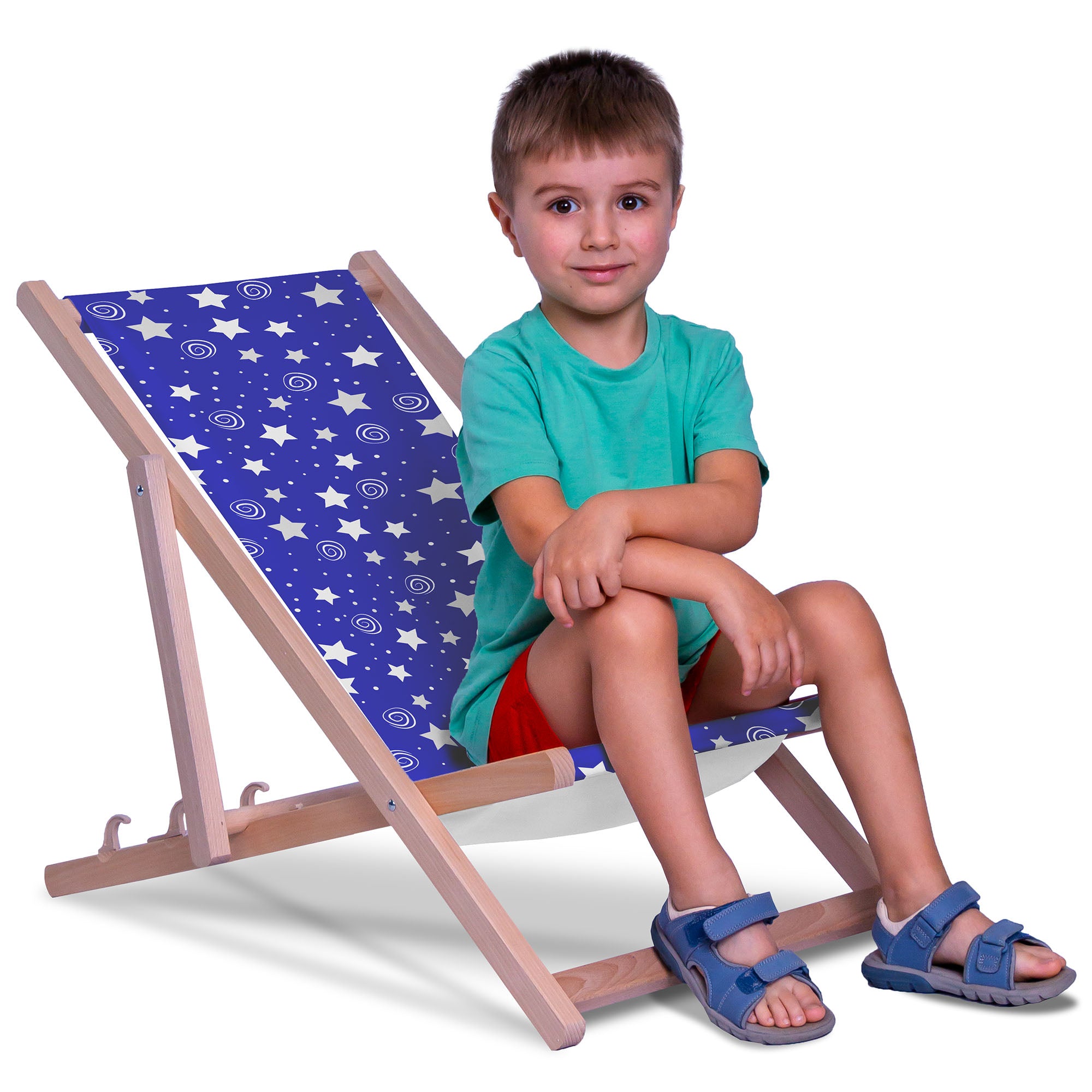 Wooden Deck Chair Night Sky Pattern