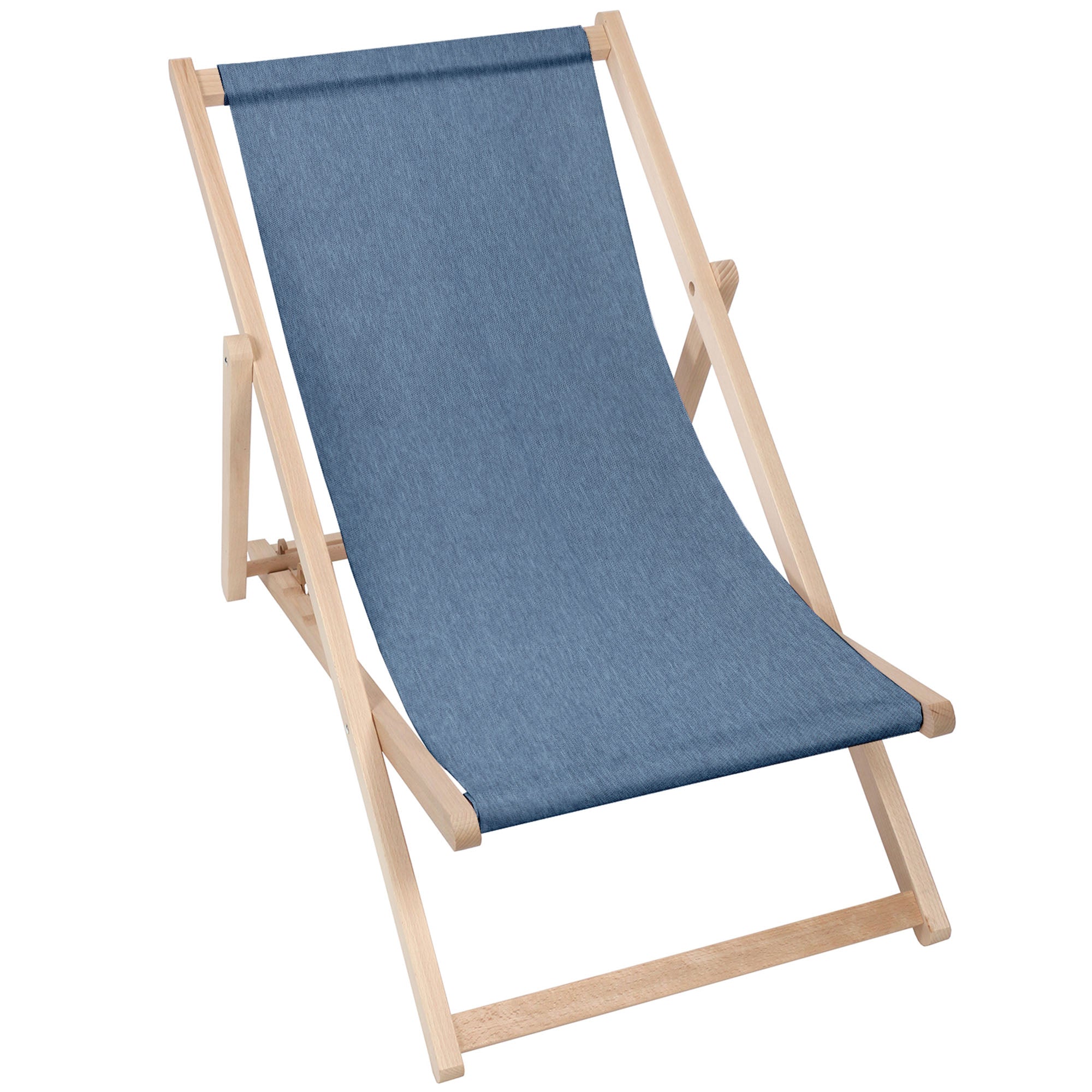 Denim Imitation Wooden Deck Chair Nordic Blue