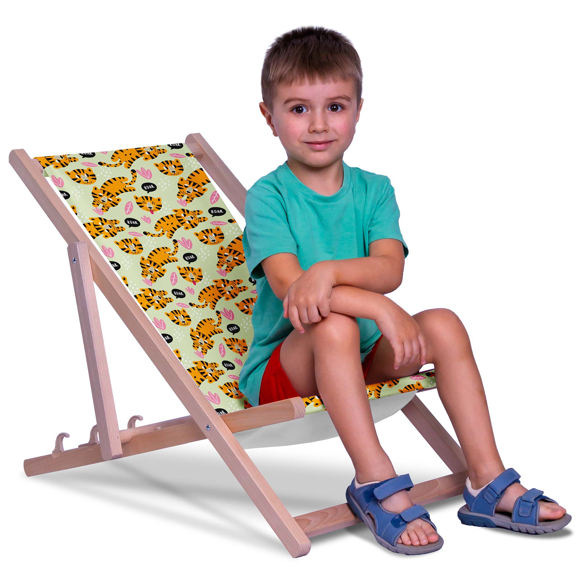 Wooden deck chair Orange Tiger Roar