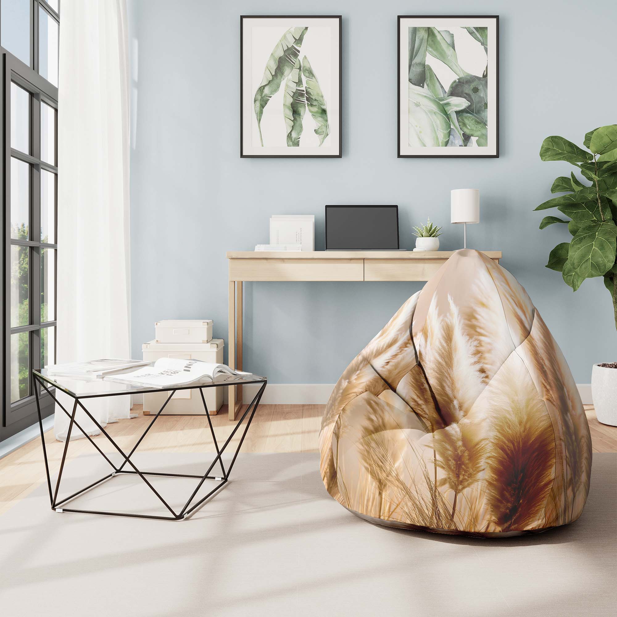 Pearshape Pouf Pampas Grass