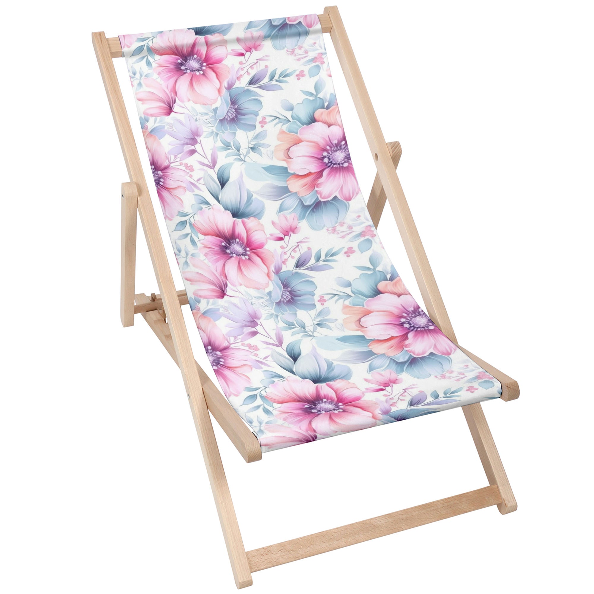 Wooden Deck Chair Pastel Flowers