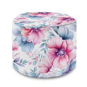 Round Pouf Footstool Pastel Flowers-Velvet