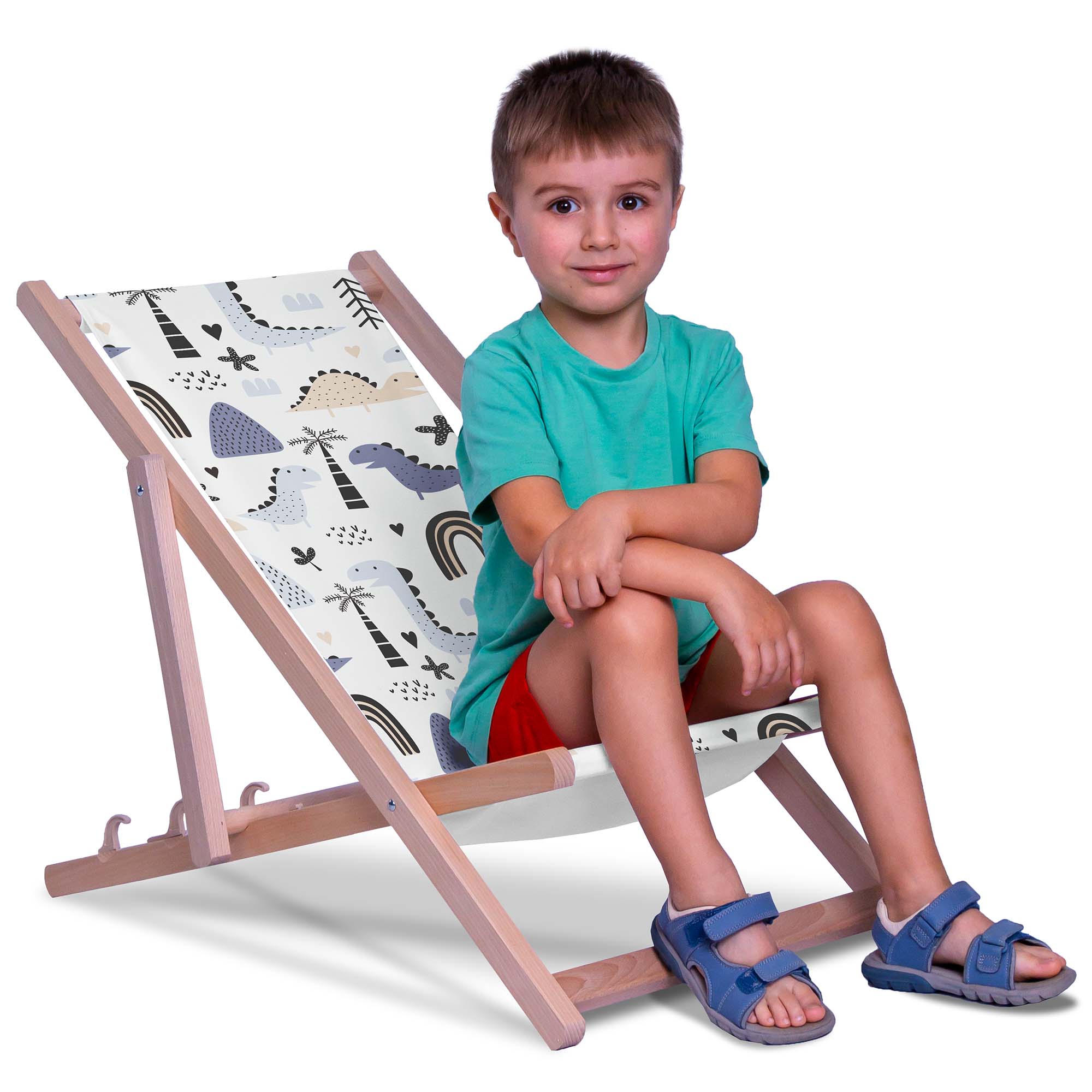 Leżak drewniany Pastel Kids Dinosaur