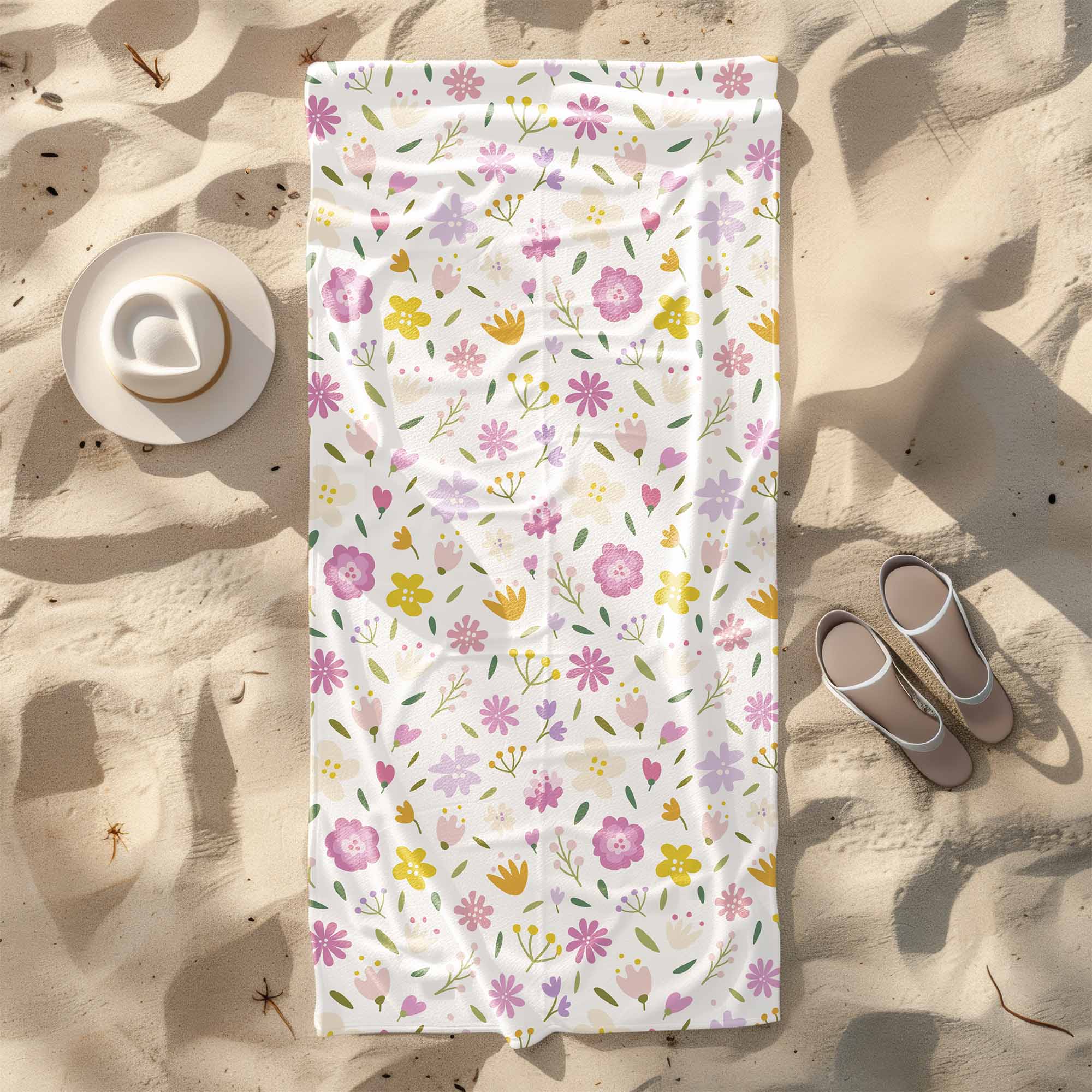 Multicolored Flowers Towel-70x140 cm