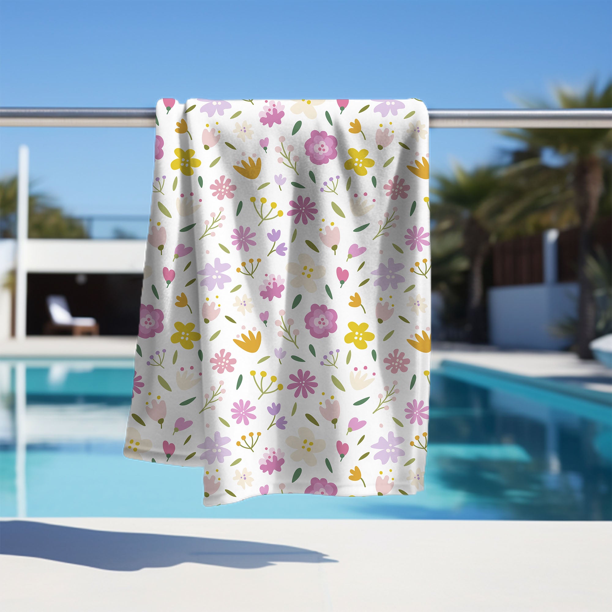 Multicolored Flowers Towel-70x140 cm
