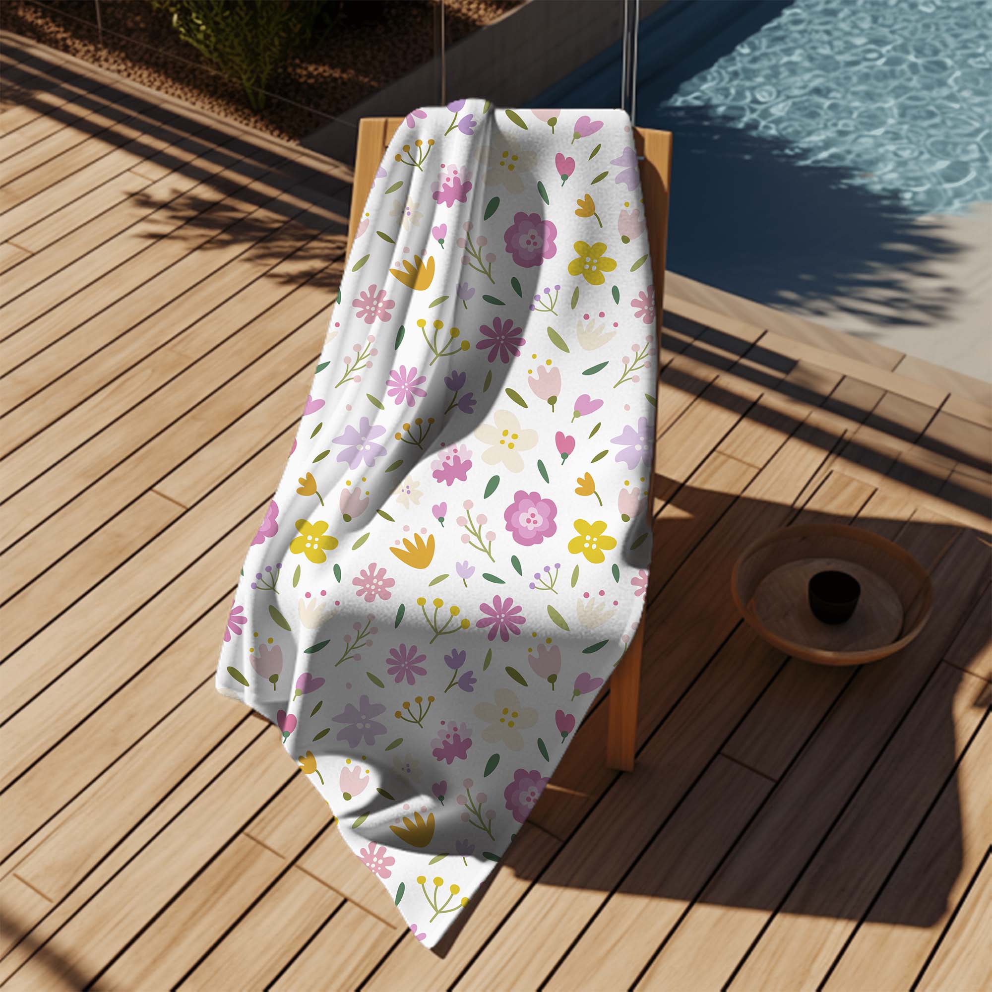 Multicolored Flowers Towel-70x140 cm
