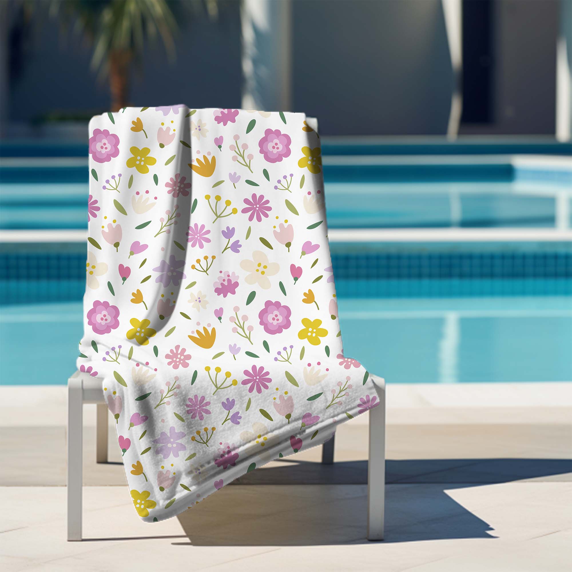 Multicolored Flowers Towel-70x140 cm