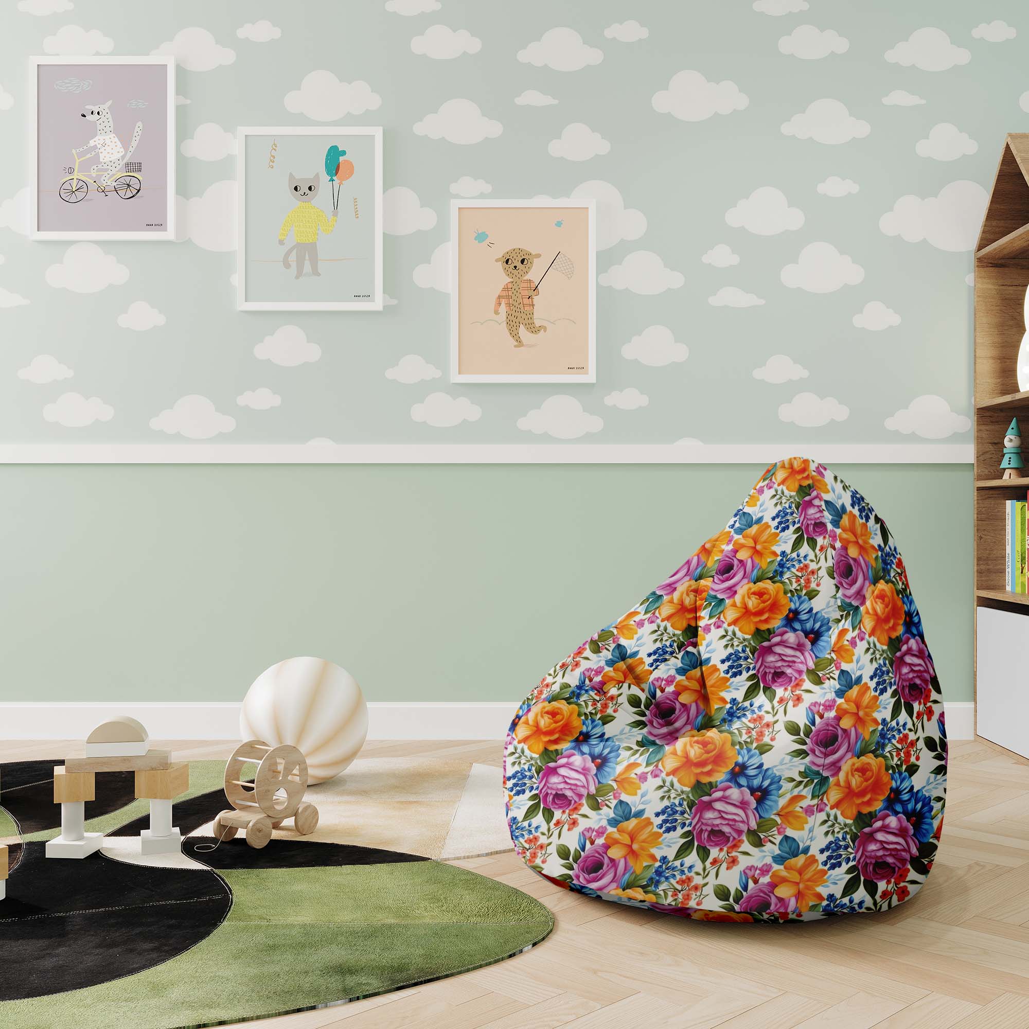 Pearshape Pouf Petals in the Sun-M-Oxford