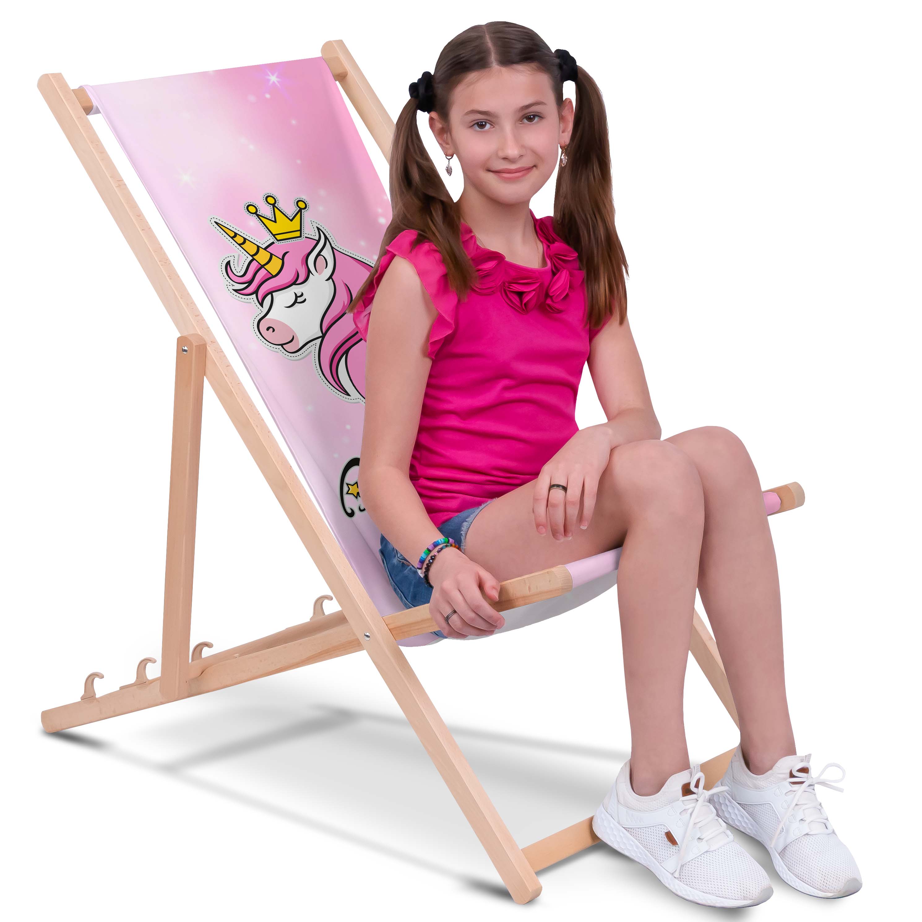 Princess Unicorn Wooden Deck Chair