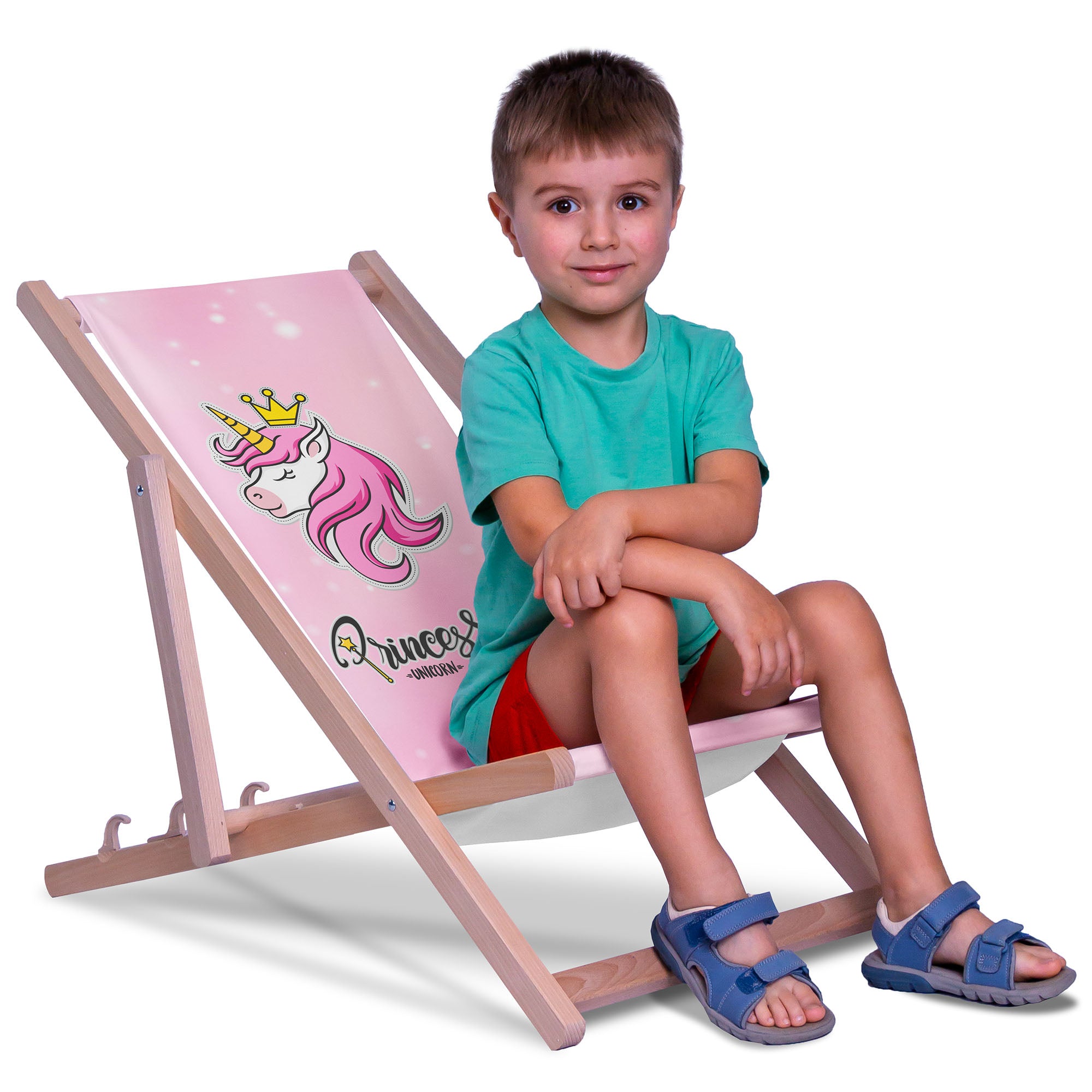 Princess Unicorn-M Wooden Deck Chair