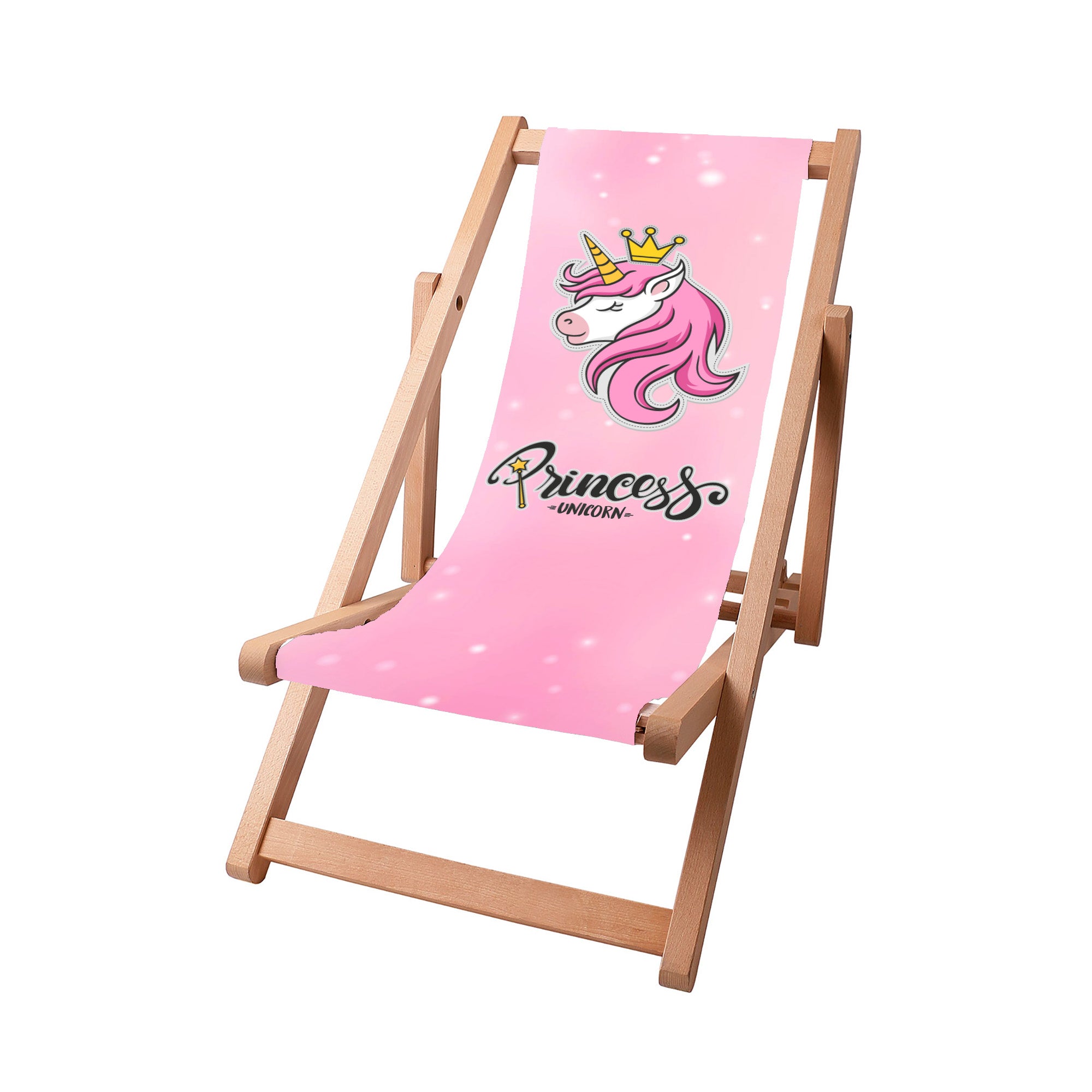 Princess Unicorn-S Wooden Deck Chair