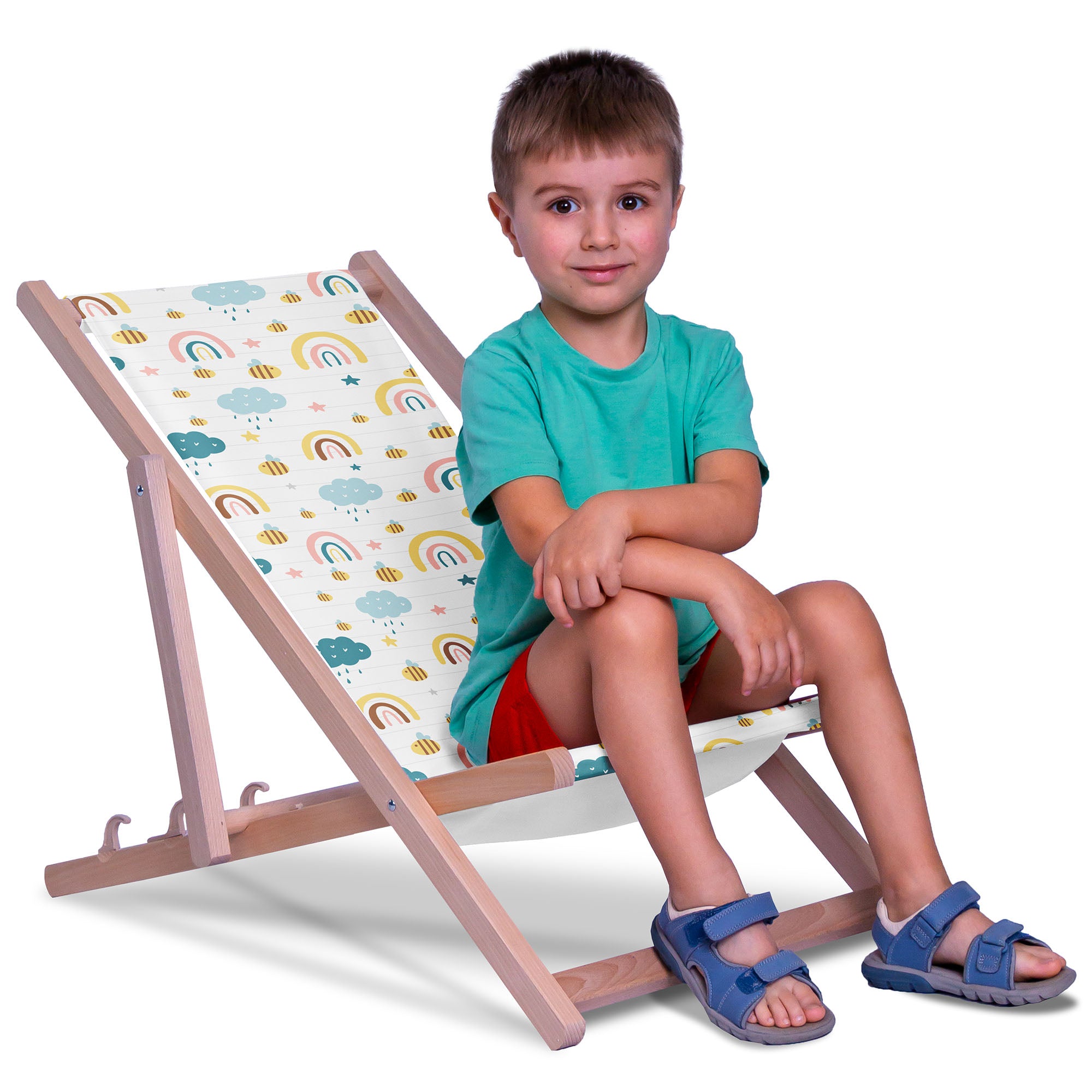 Wooden Deck Chair Rainbow and Bee