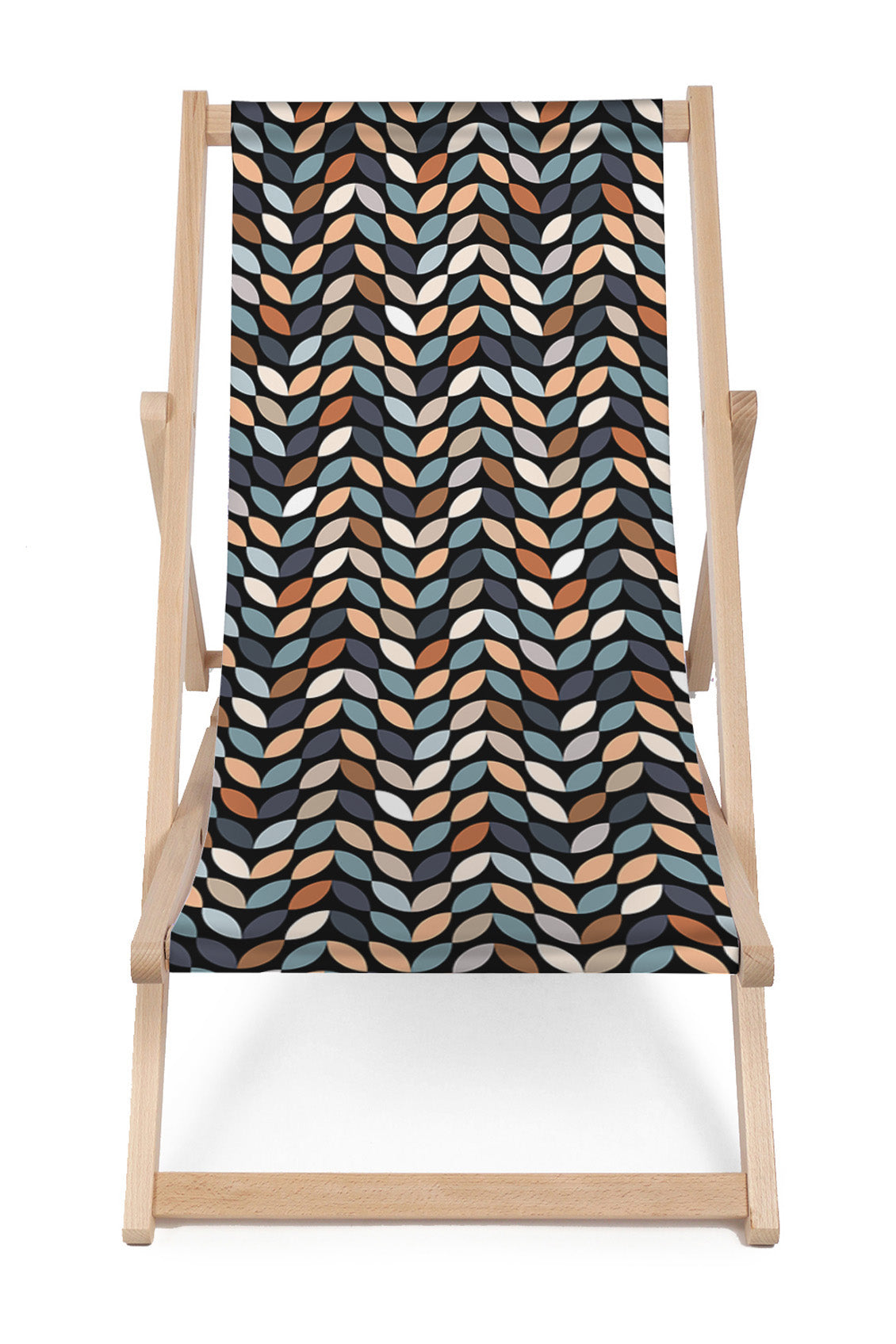 Wooden Deck Chair Retro Black Leaves
