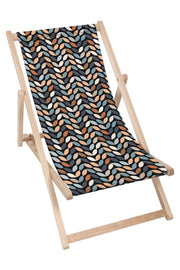 Wooden Deck Chair Retro Black Leaves