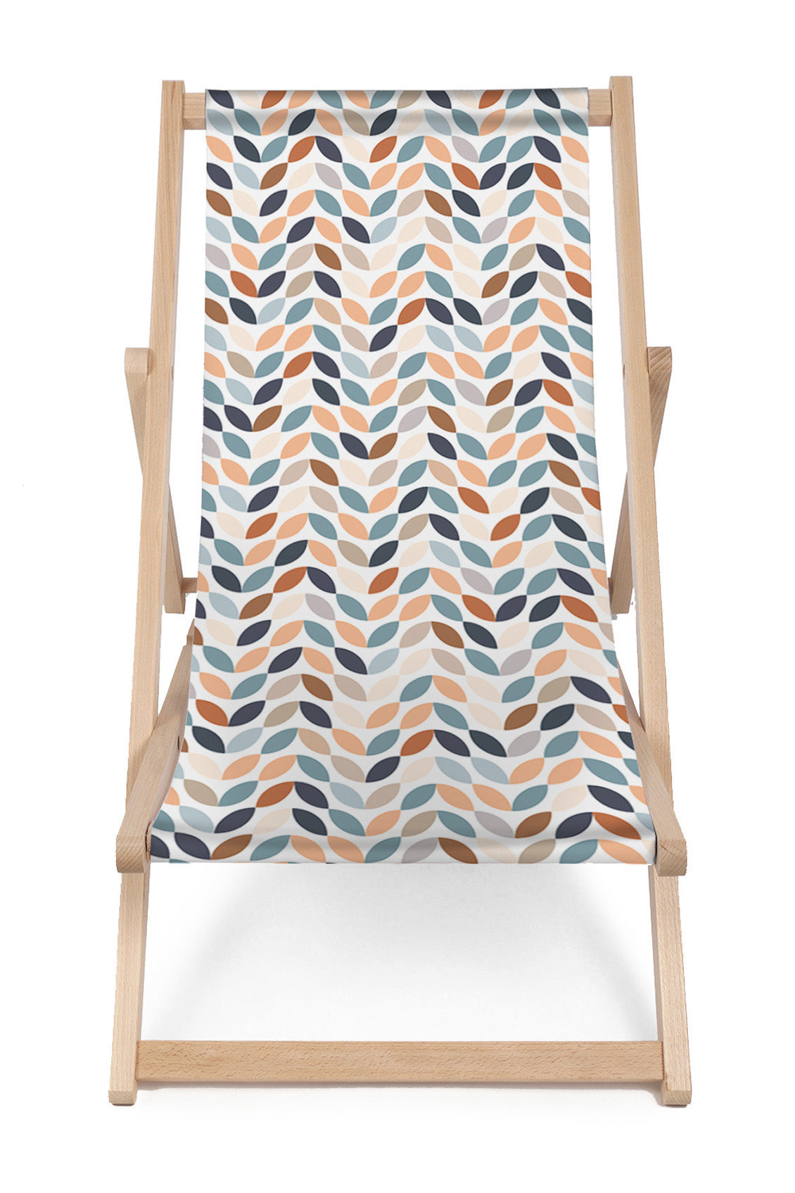 Wooden Deck Chair Retro White Leaves