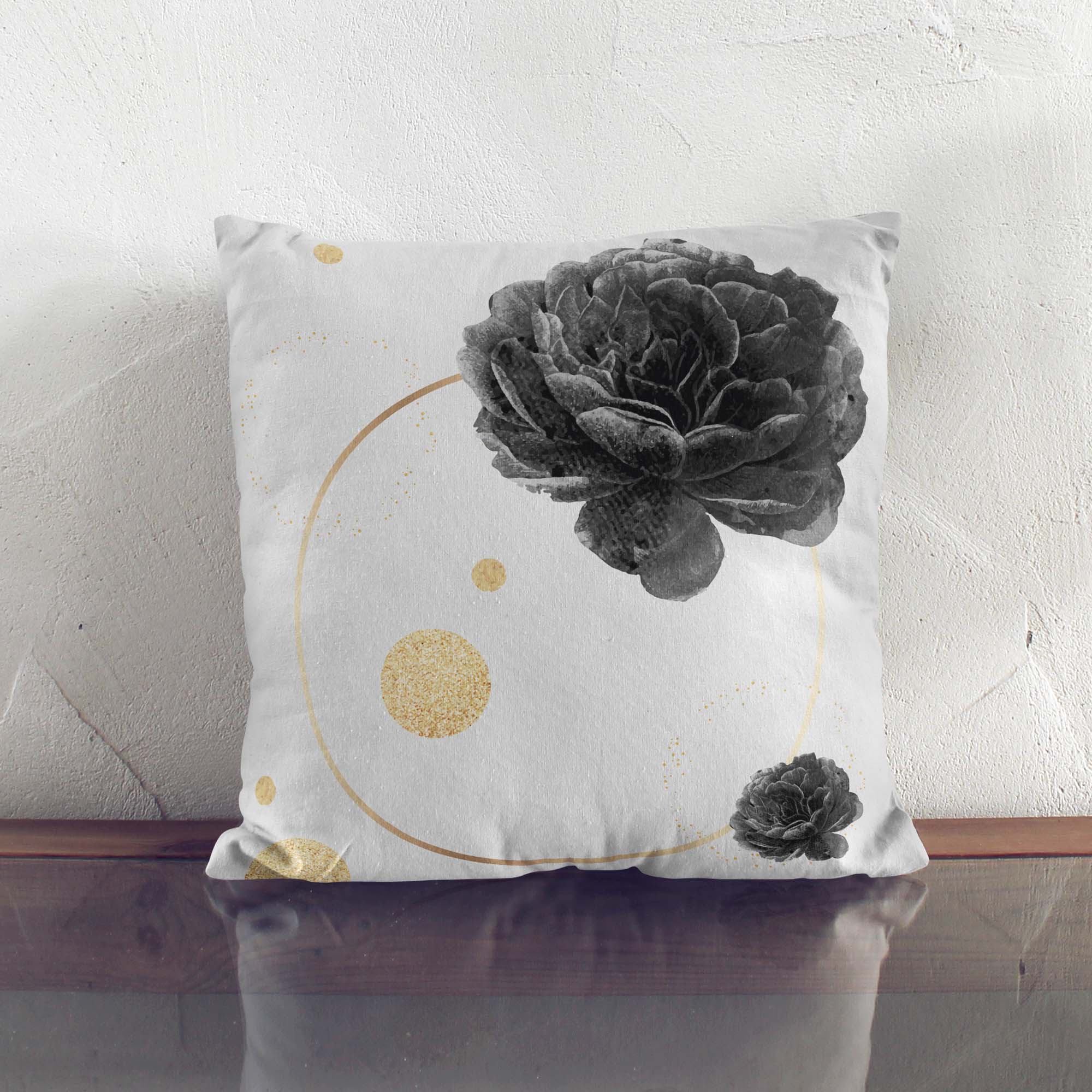 Roses and Circle-Panama Pillow