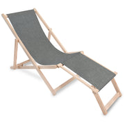 Wooden Deck Chair with Footrest Denim Imitation Sandy Dune