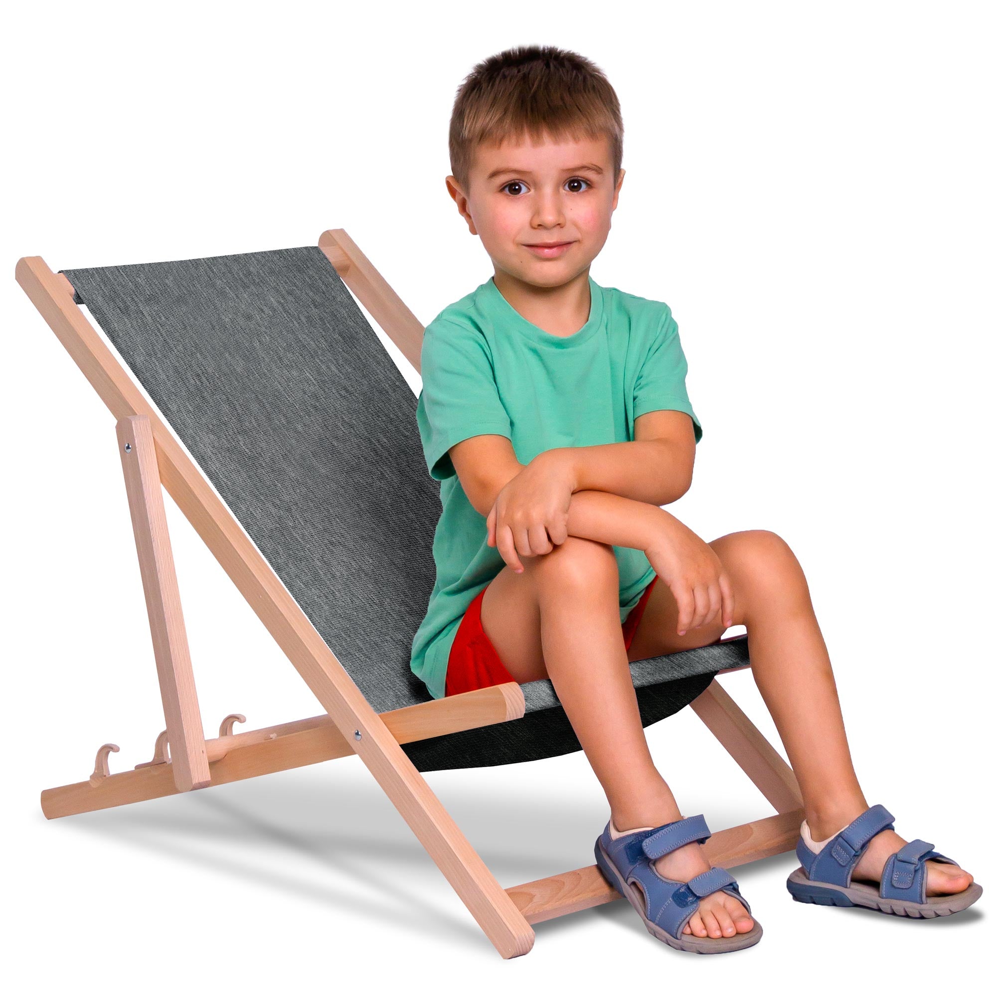 Wooden Deck Chair Denim Imitation Sandy Dune