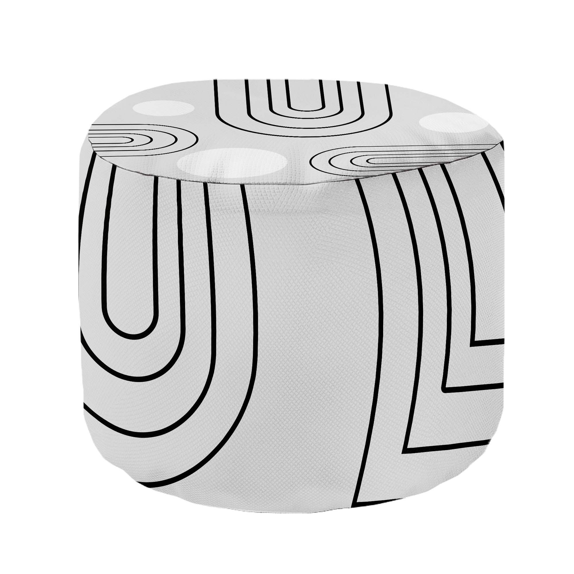 Round Footstool Pouf Scandinavian Abstract