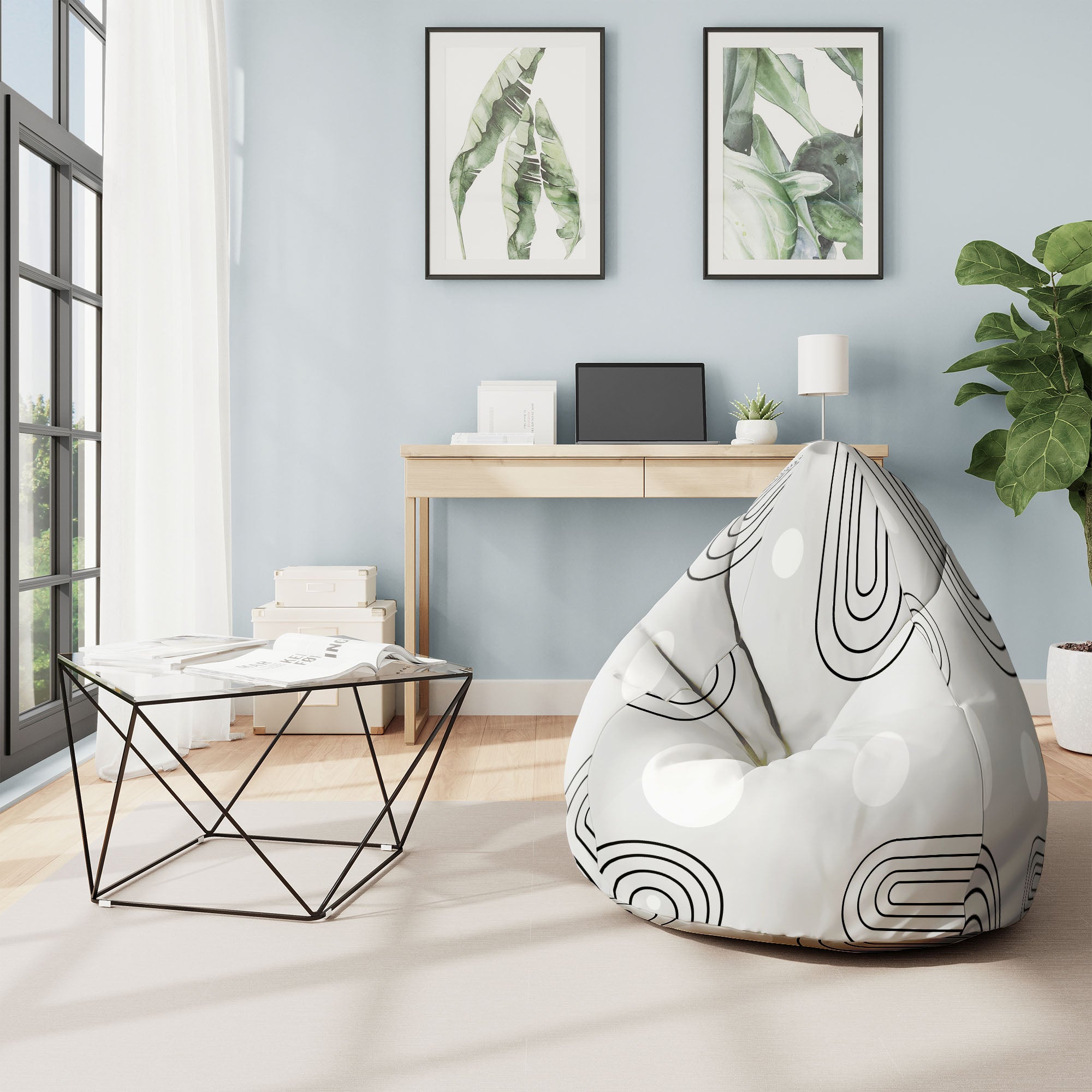 Pearshape Pouf Scandinavian Abstract-Oxford