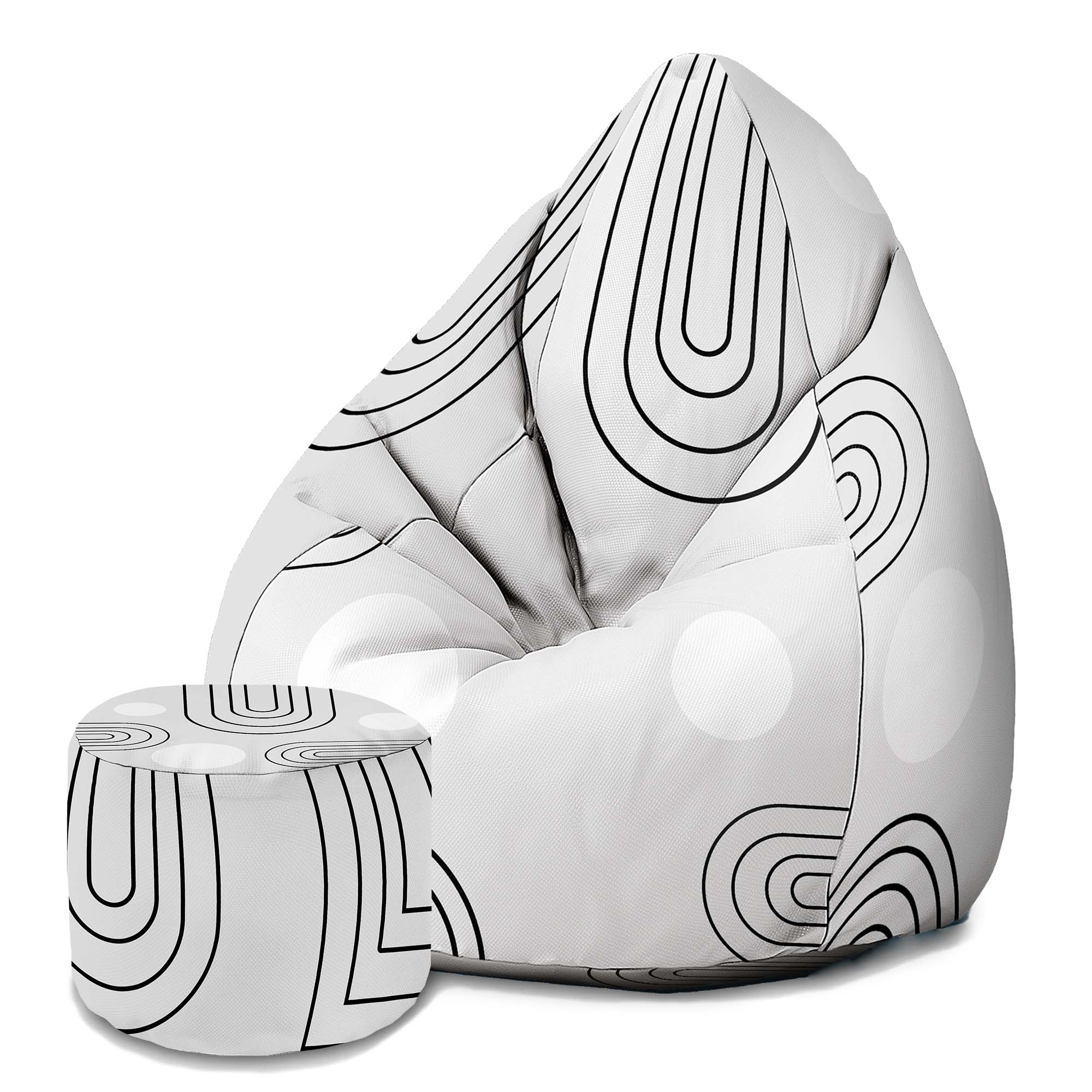Round Footstool Pouf Scandinavian Abstract