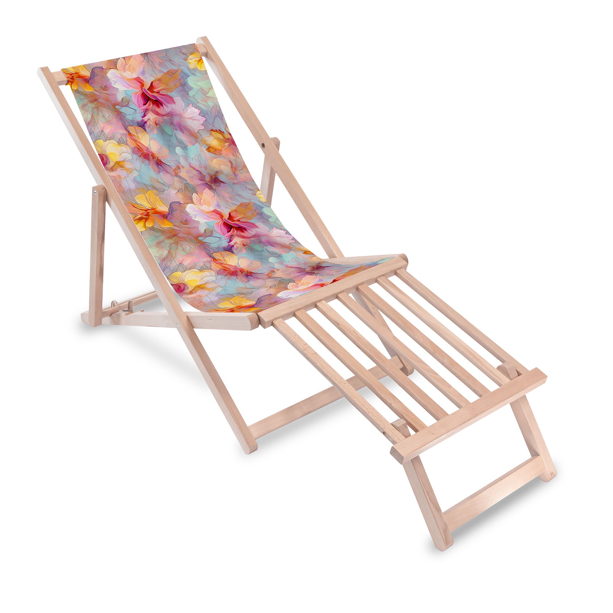 Wooden Deck Chair with Wooden Footrest Scent of Nature