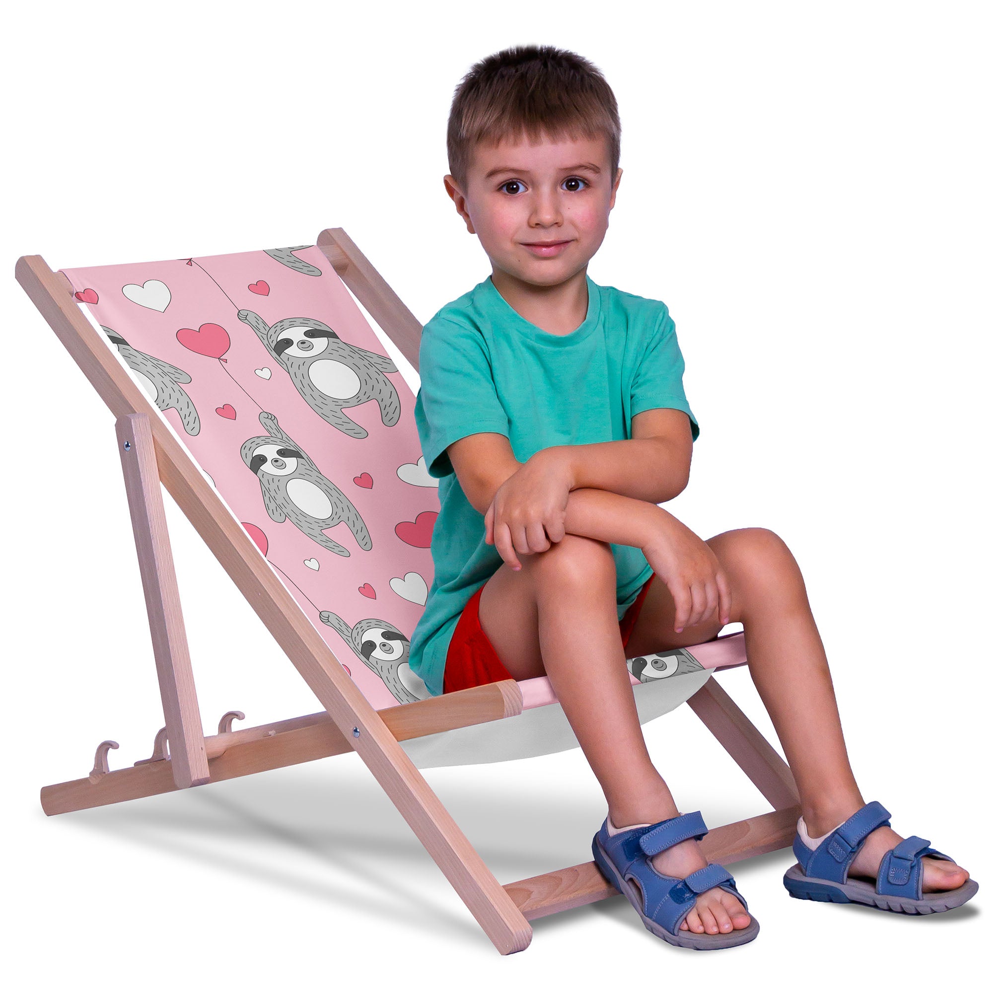 Wooden Deck Chair Sloth Heart Balloons
