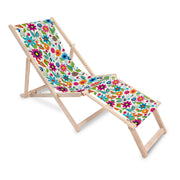 Wooden Deck Chair with Footrest Small Spring Flowers