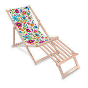 Wooden Deck Chair with Wooden Footrest Small Spring Flowers