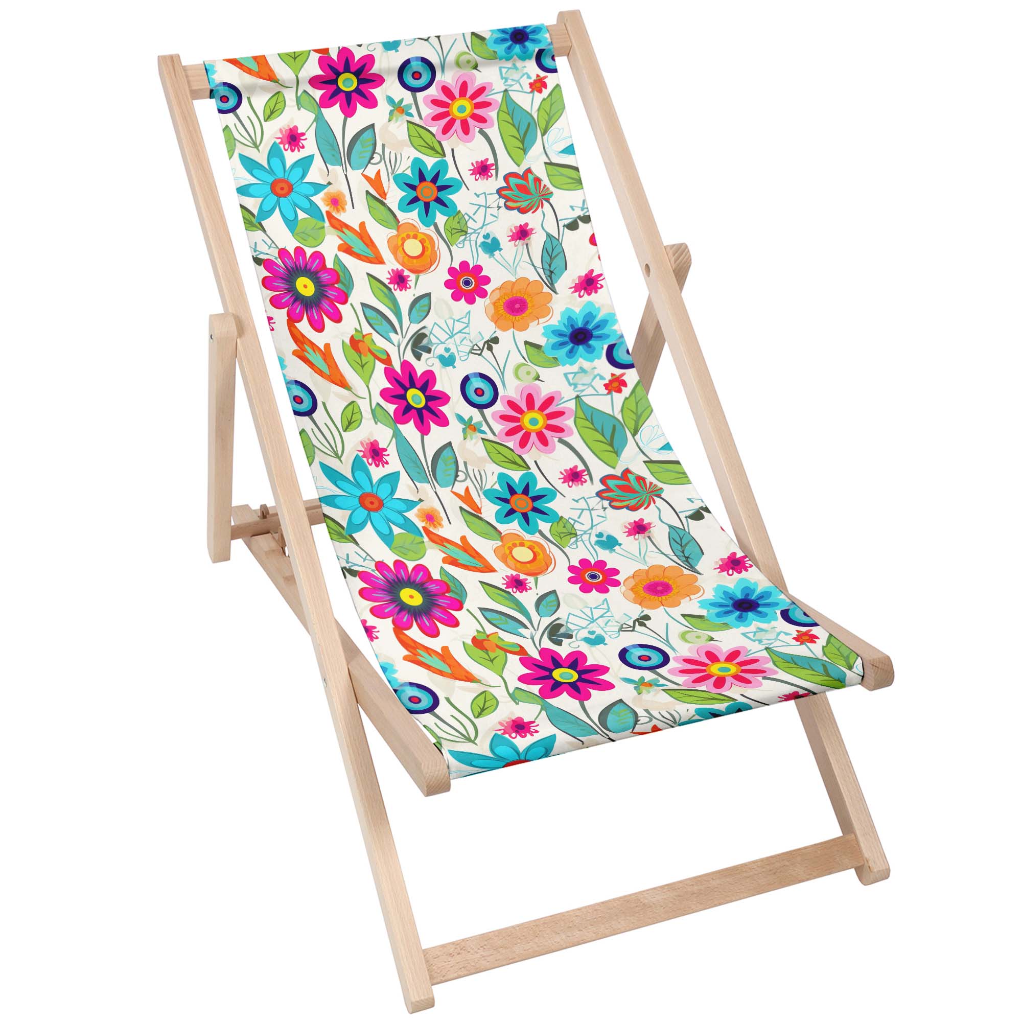 Wooden Deck Chair Small Spring Flowers-S