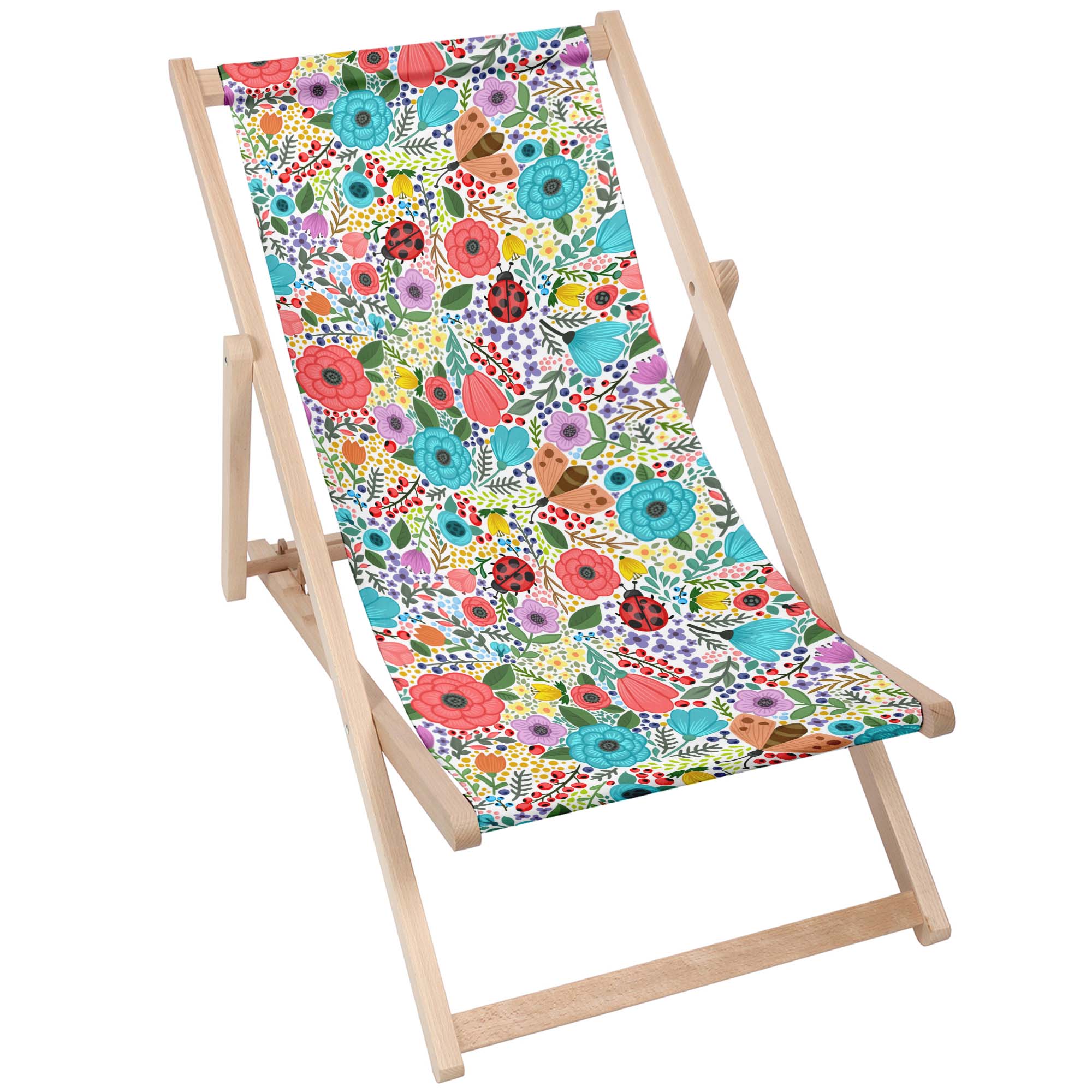 Wooden Deck Chair Spring Flowers-M