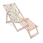 Wooden Deck Chair with Wooden Footrest Spring Meadow