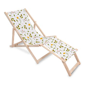 Wooden Deck Chair with Footrest Spring Pattern