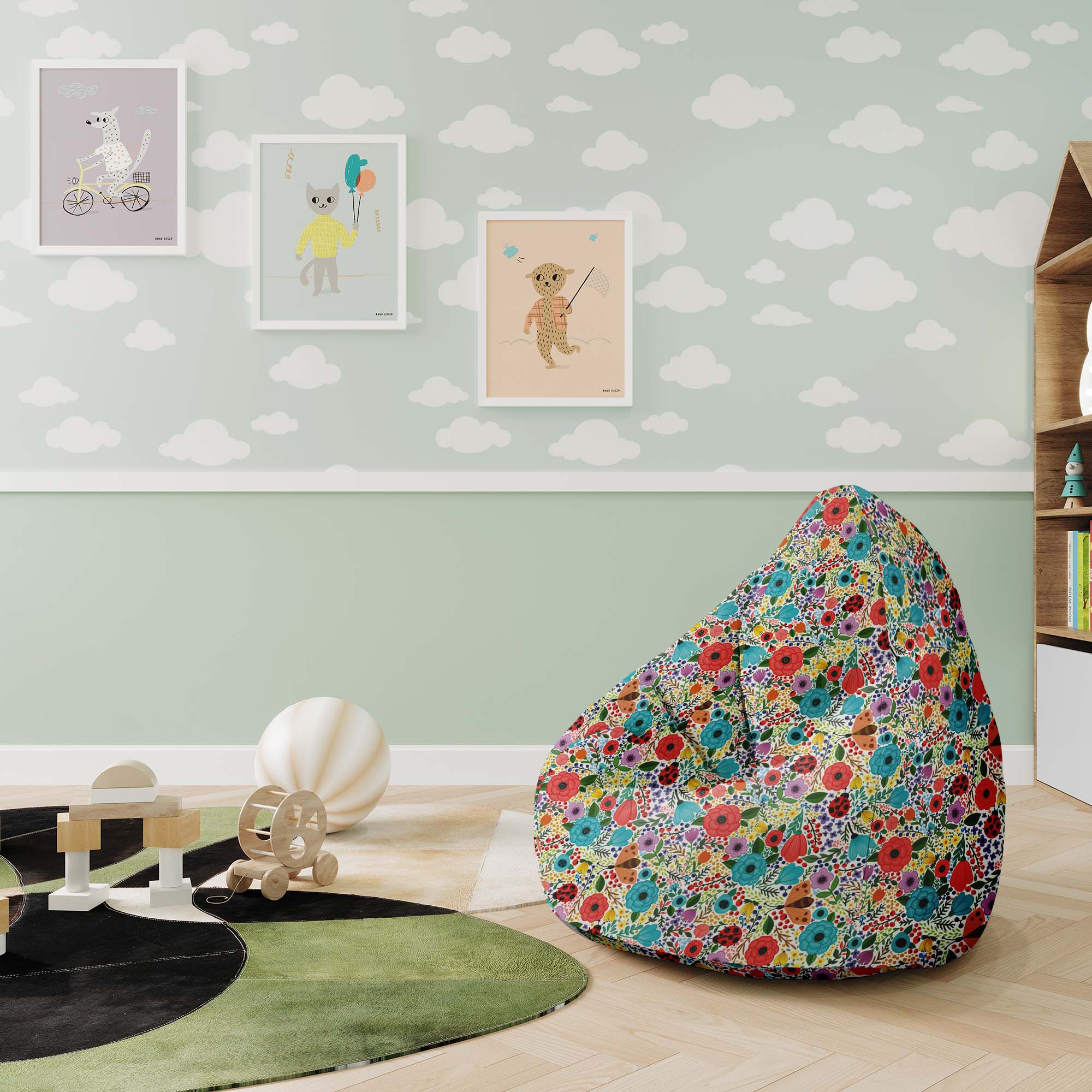 Puf Pearshape Spring Flowers