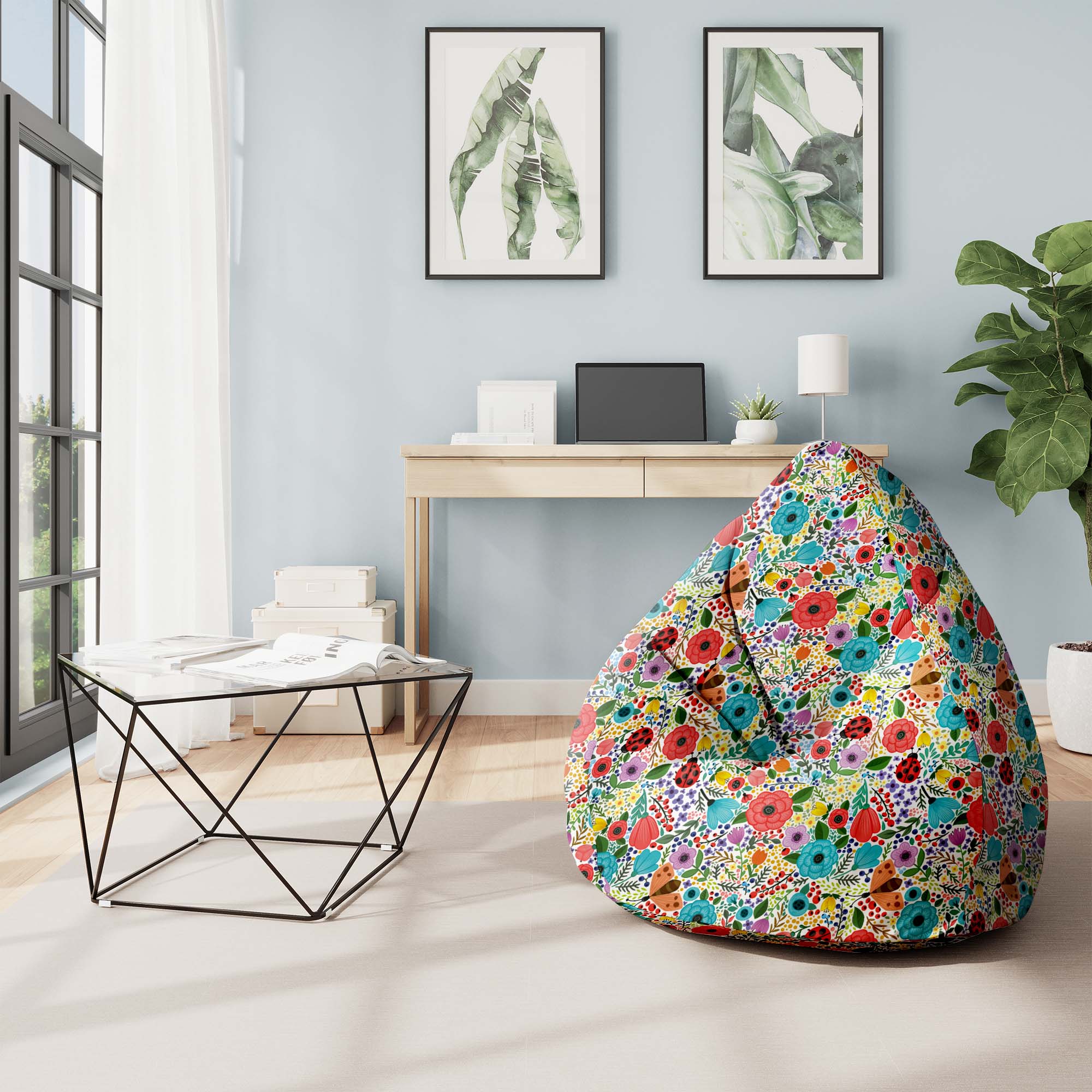 Puf Pearshape Spring Flowers