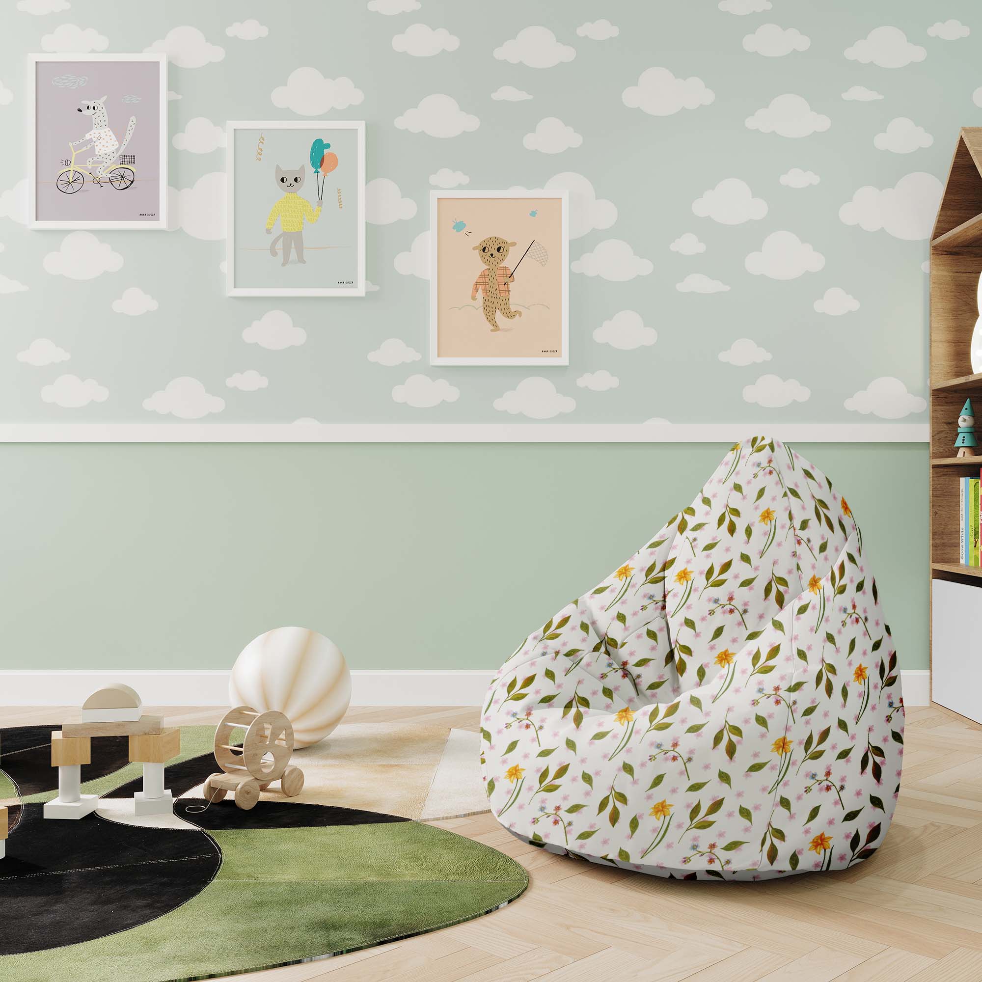 Puf Pearshape Spring Pattern-M-Velvet