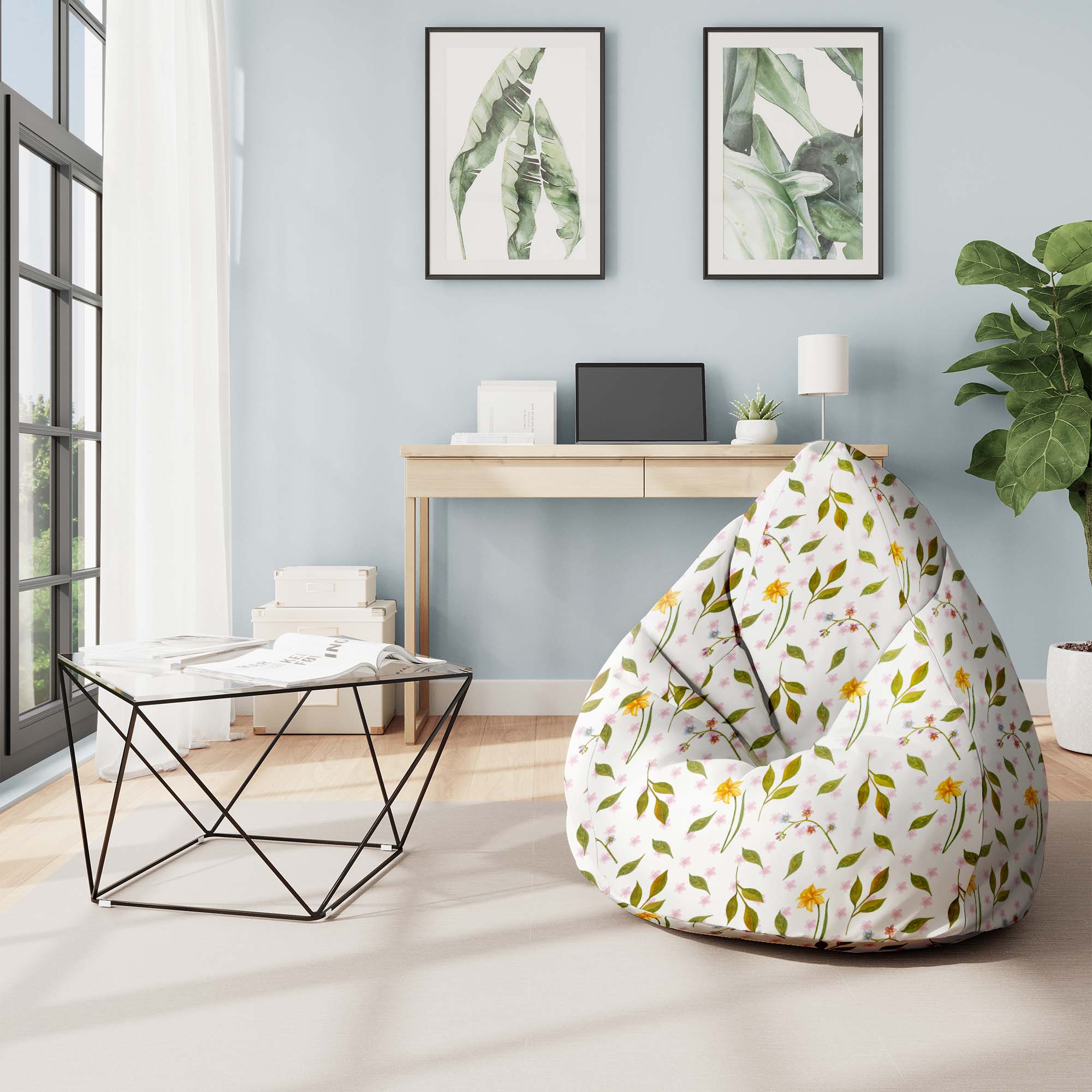 Puf Pearshape Spring Pattern-S-Velvet