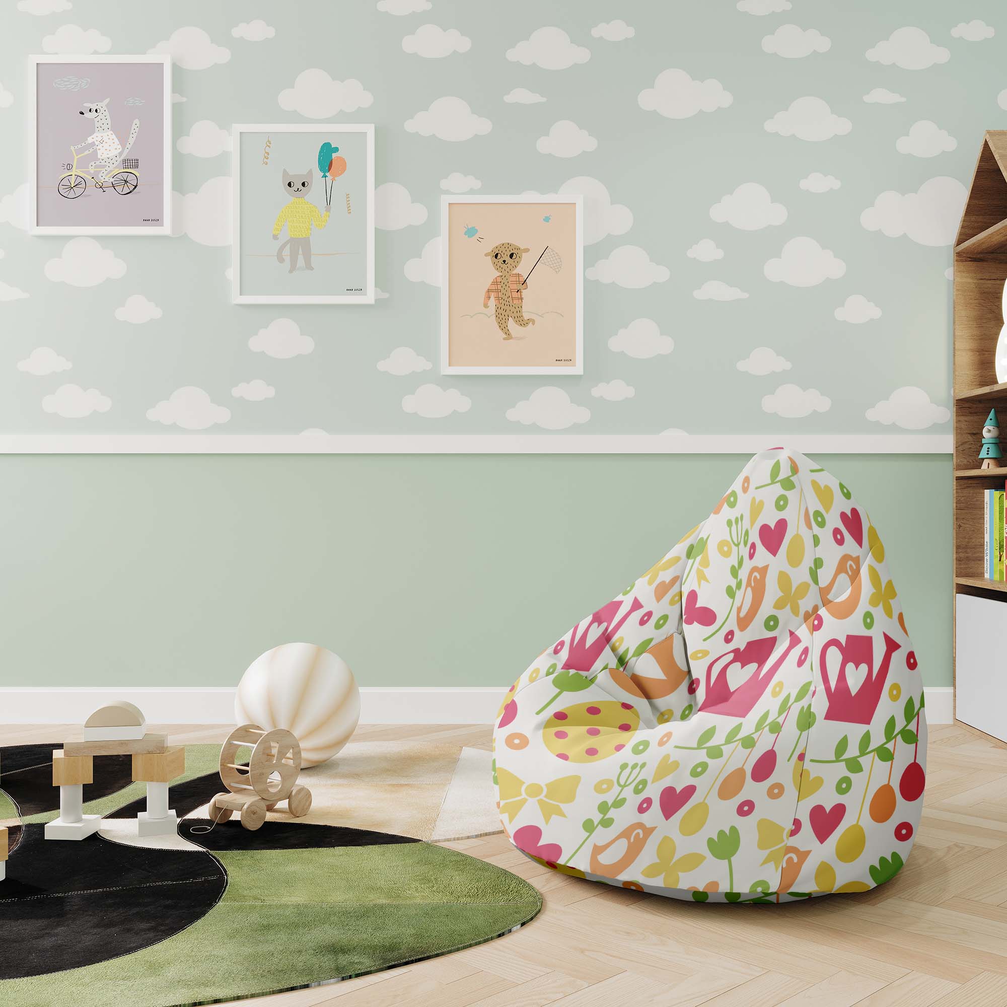 Pearshape Pouf Spring Time-M