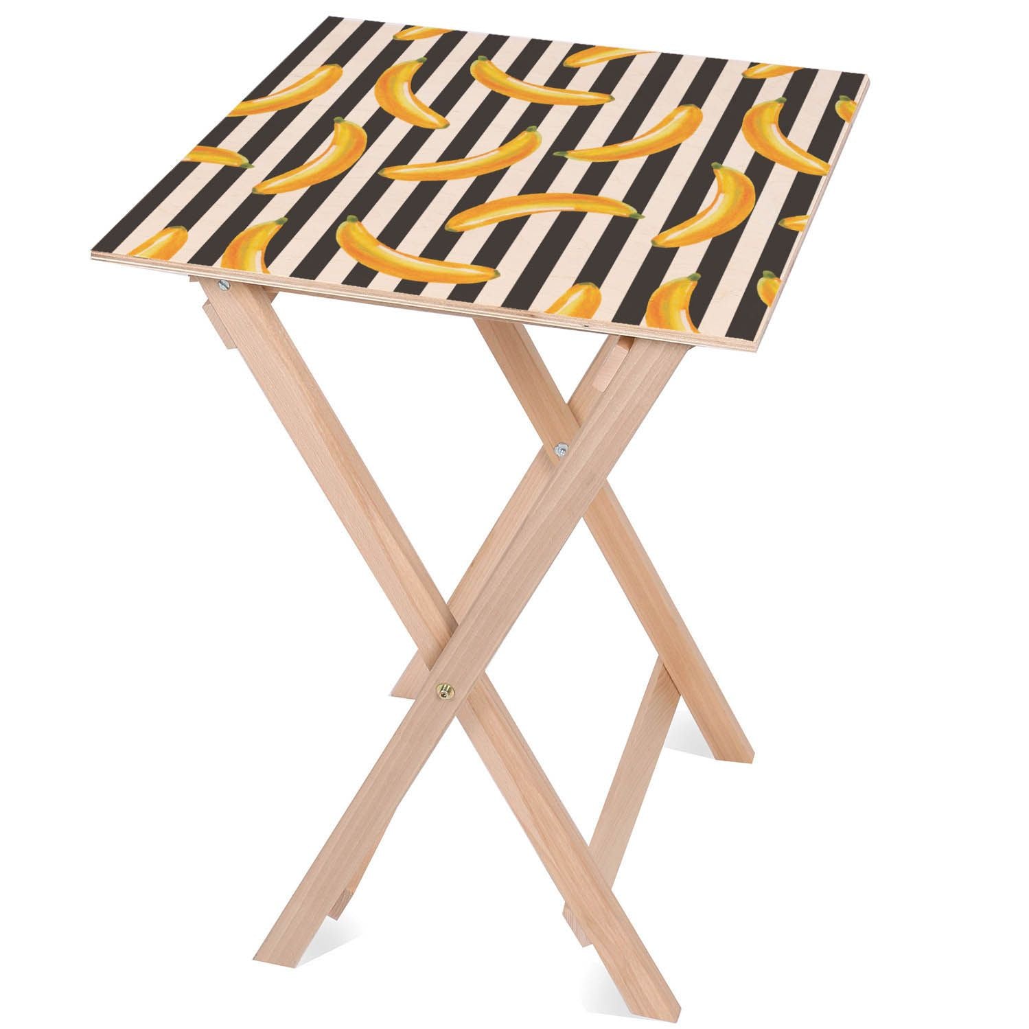 Wooden Table Banana Stripes-50x50 CM