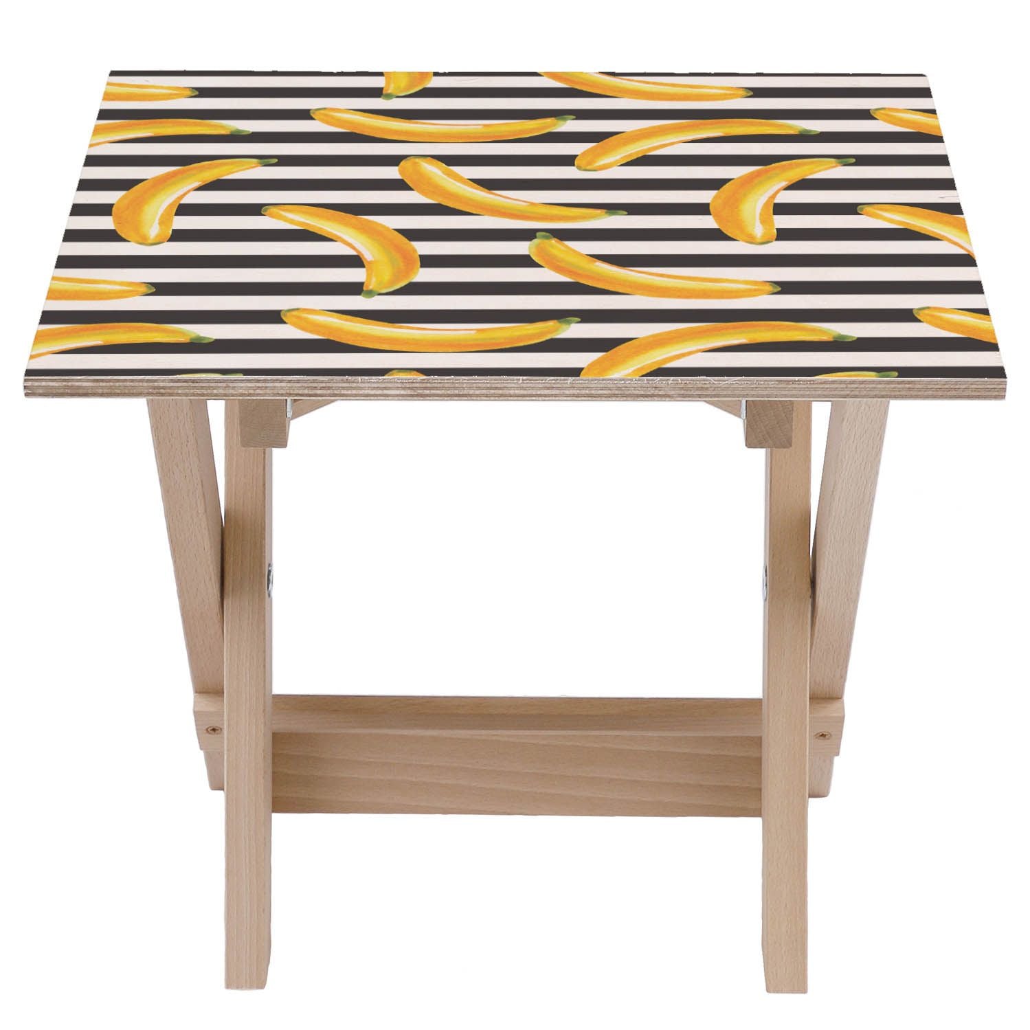 Wooden Table Banana Stripes-50x50 CM