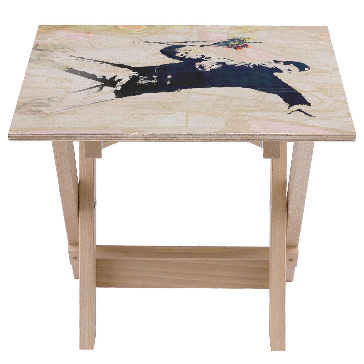 Drevený stolík Kvetinový bombardér-50x50 CM