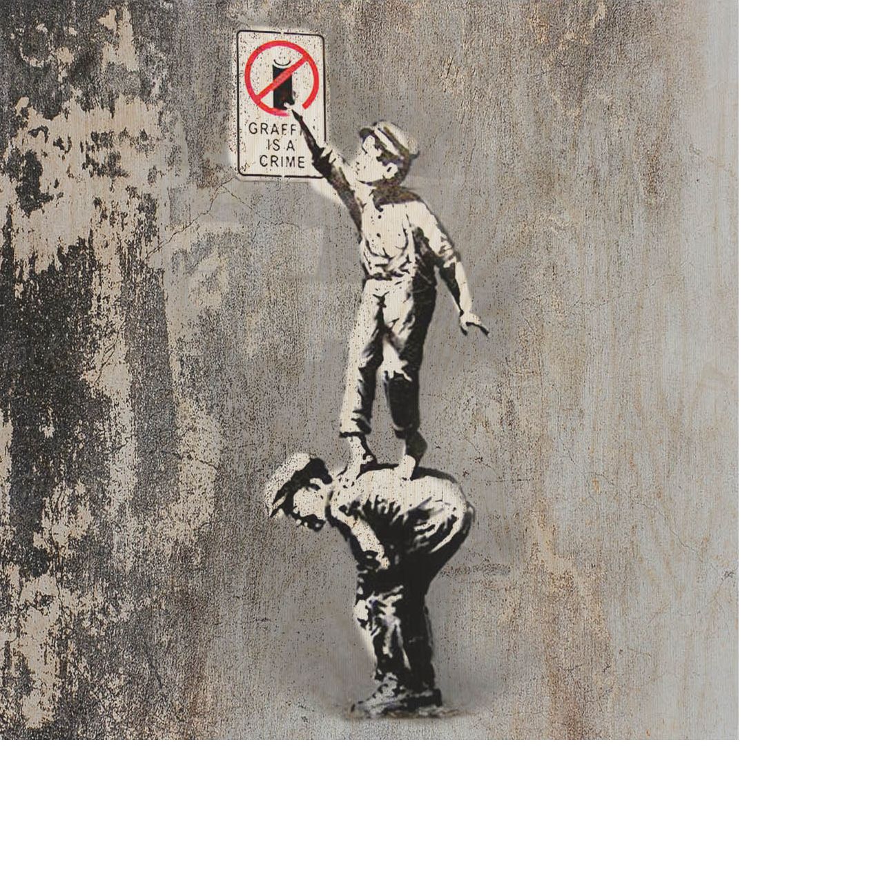 Stolik drewniany Graffiti Is A Crime-30x40 CM