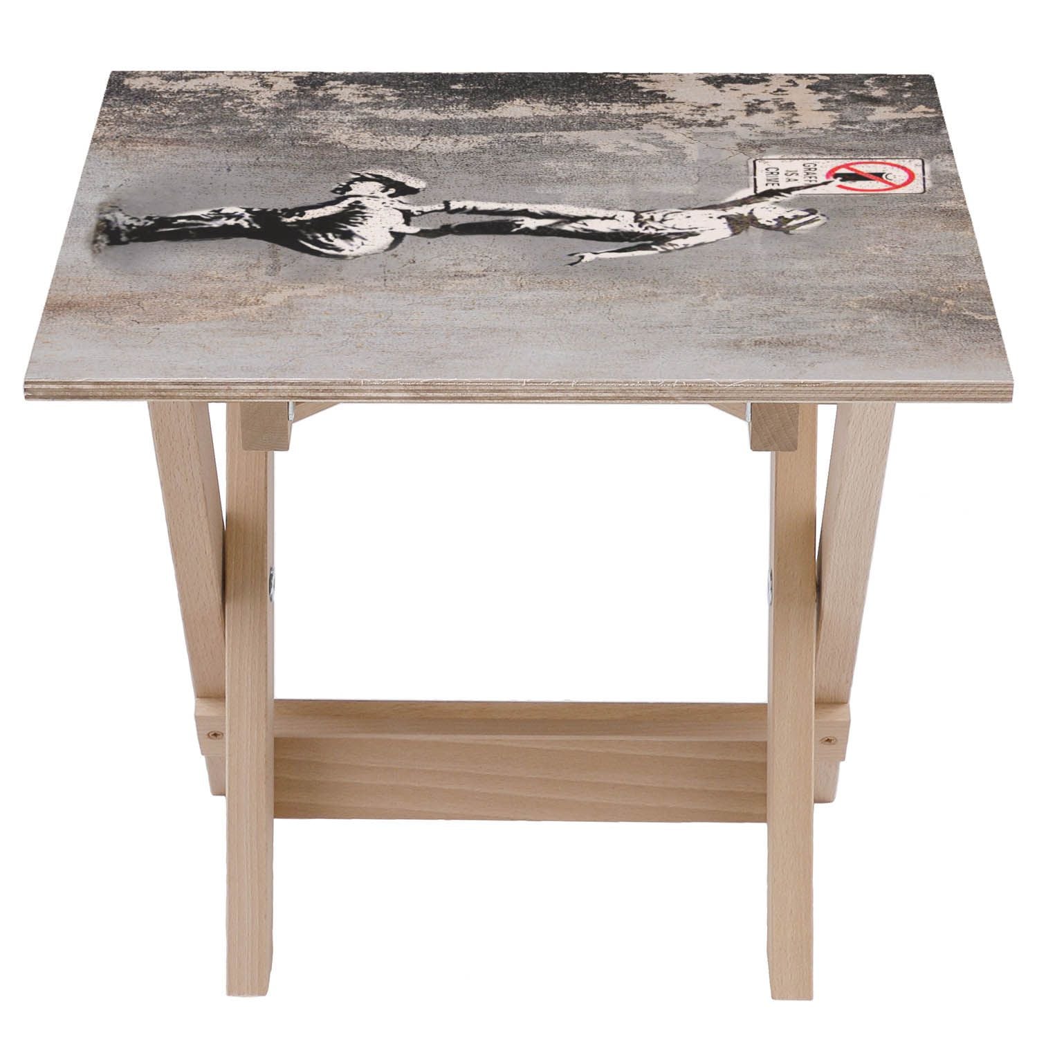 Stolik drewniany Graffiti Is A Crime-50x50 CM