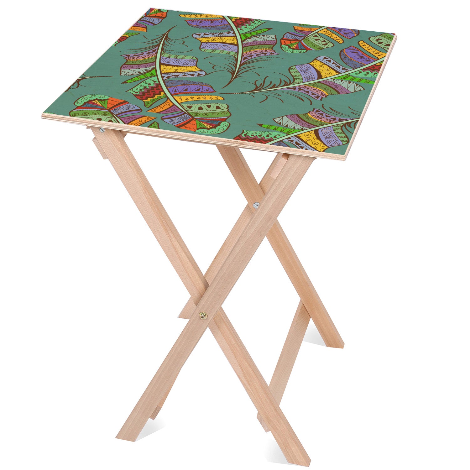 Wooden Table Colorful on Turquoise-30x40 CM