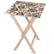 Wooden Table Black Flowers